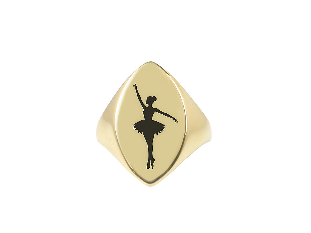 14k Gold Ballet Signet Ring