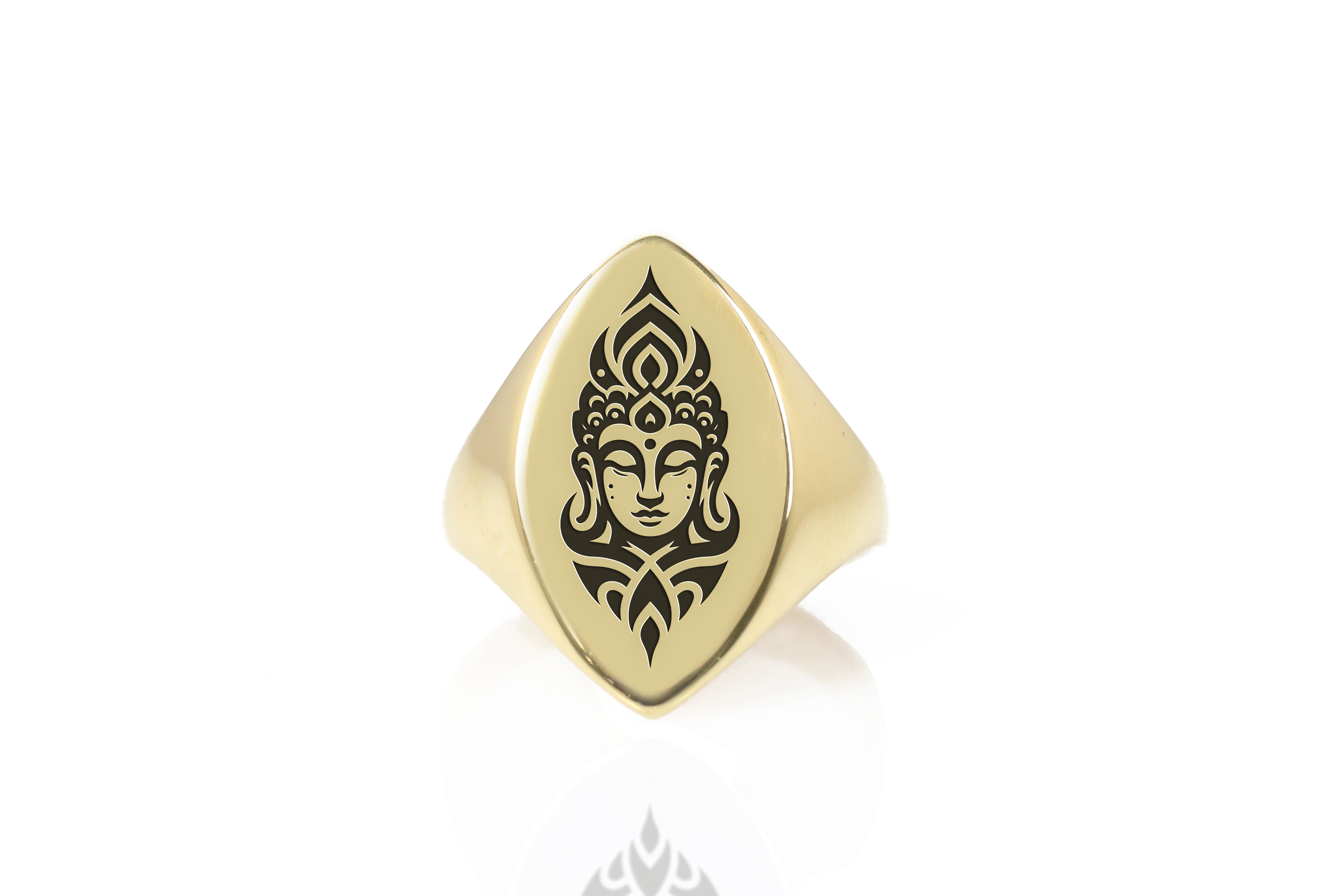 24k Gold Buddha Signet Ring