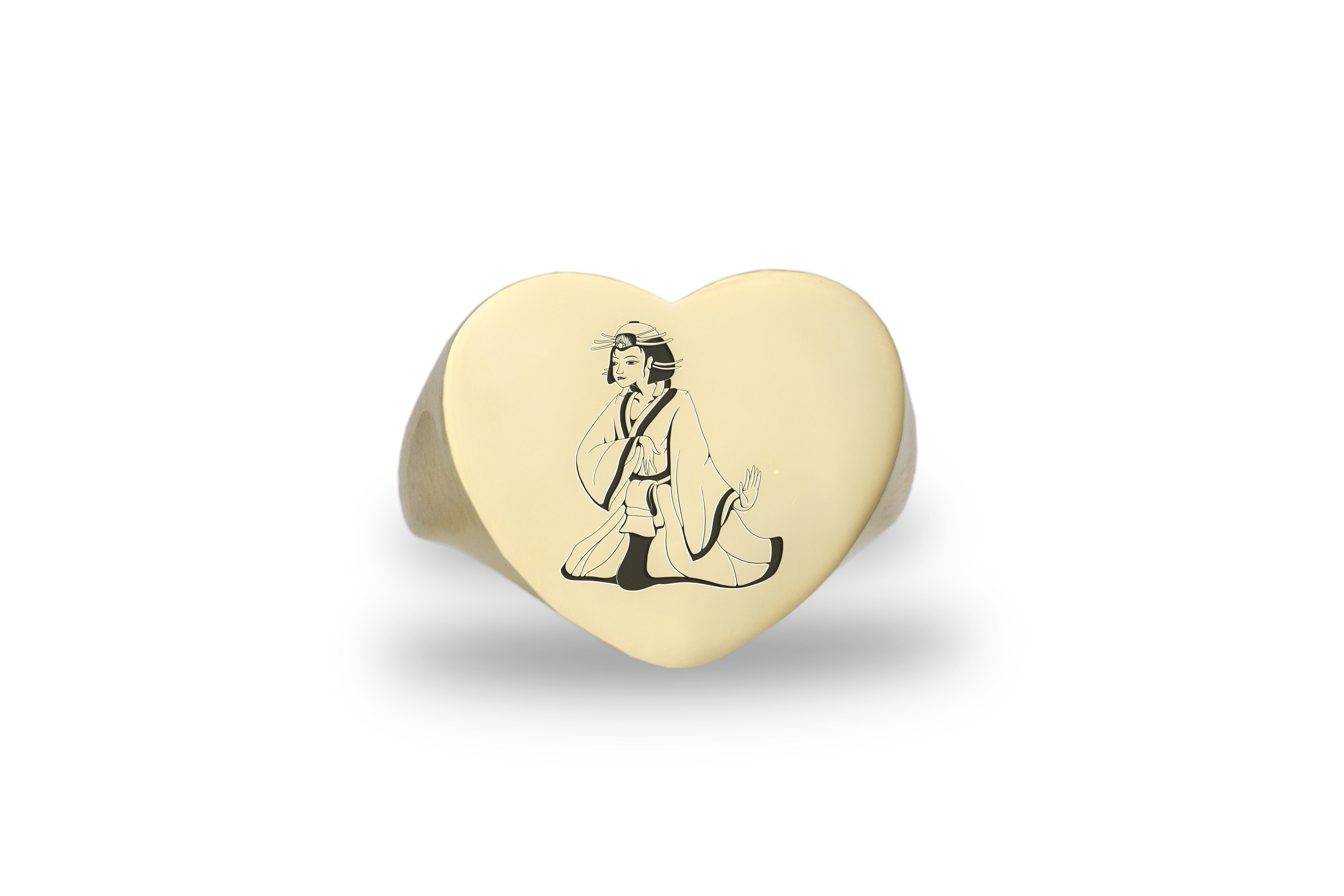 Engraved Japanese Geisha Ring