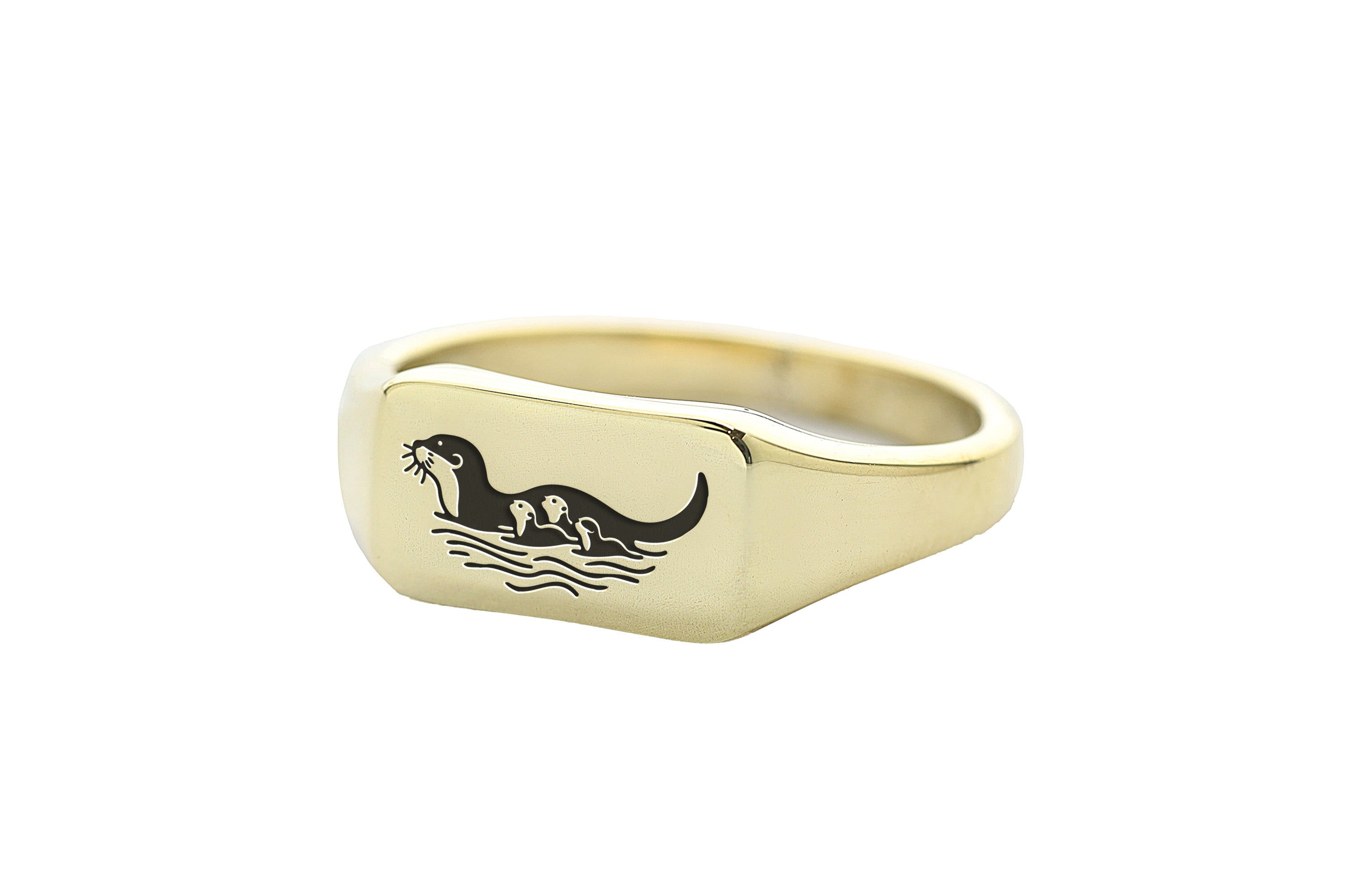 Otter Family Gold Signet Ring