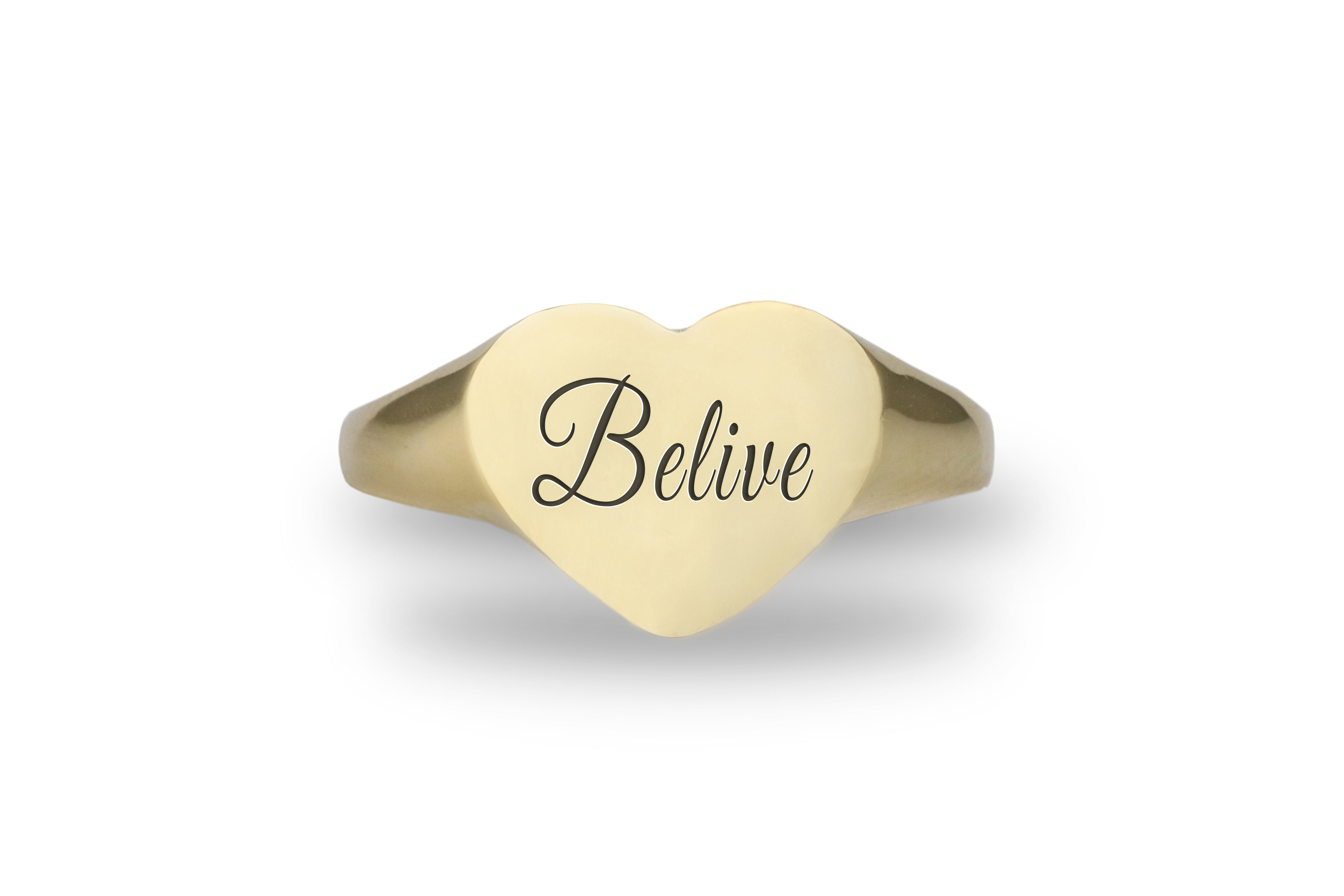 14k Gold Engraved Text Ring