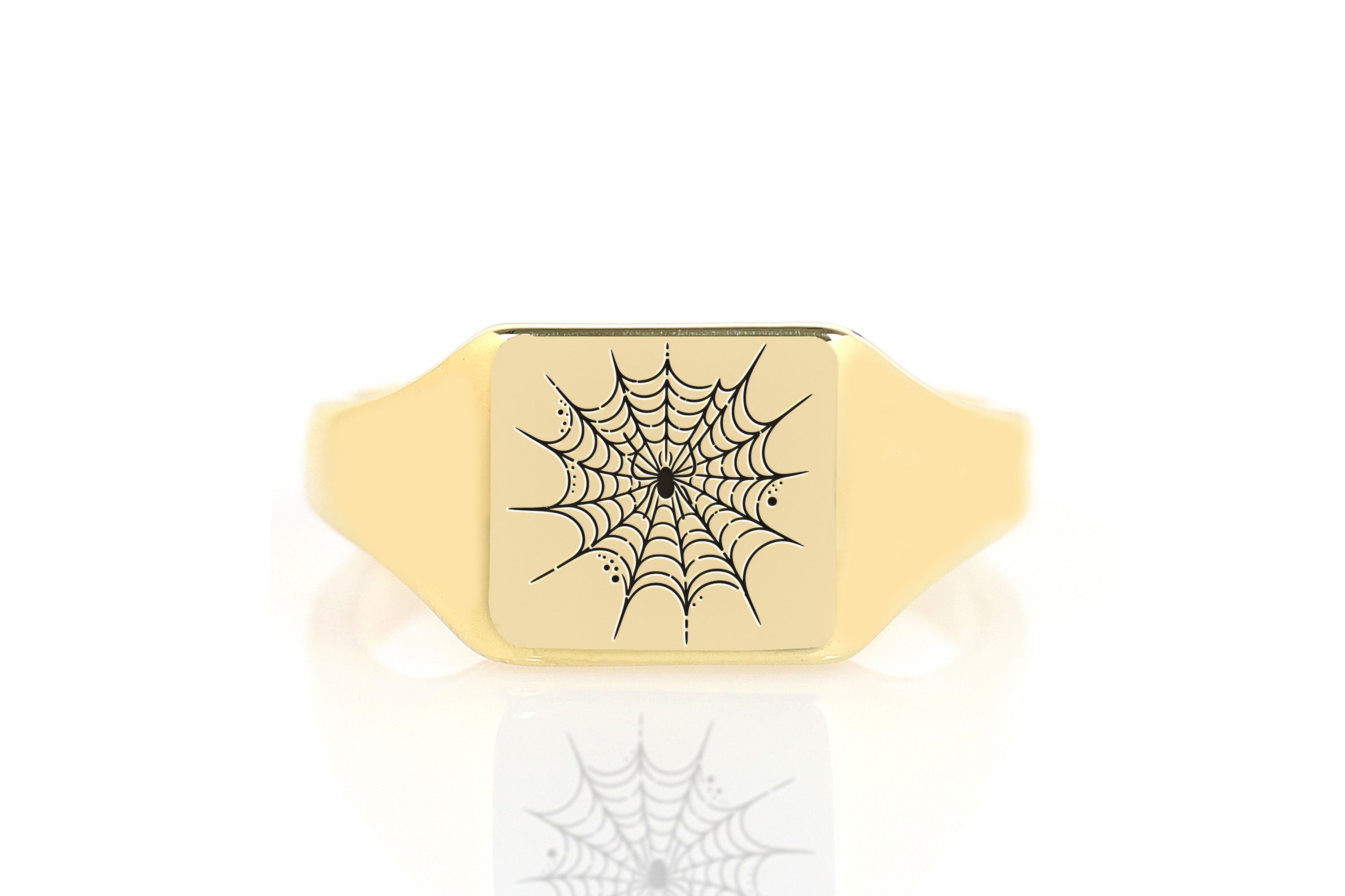 Spider Cobweb Engraving Ring