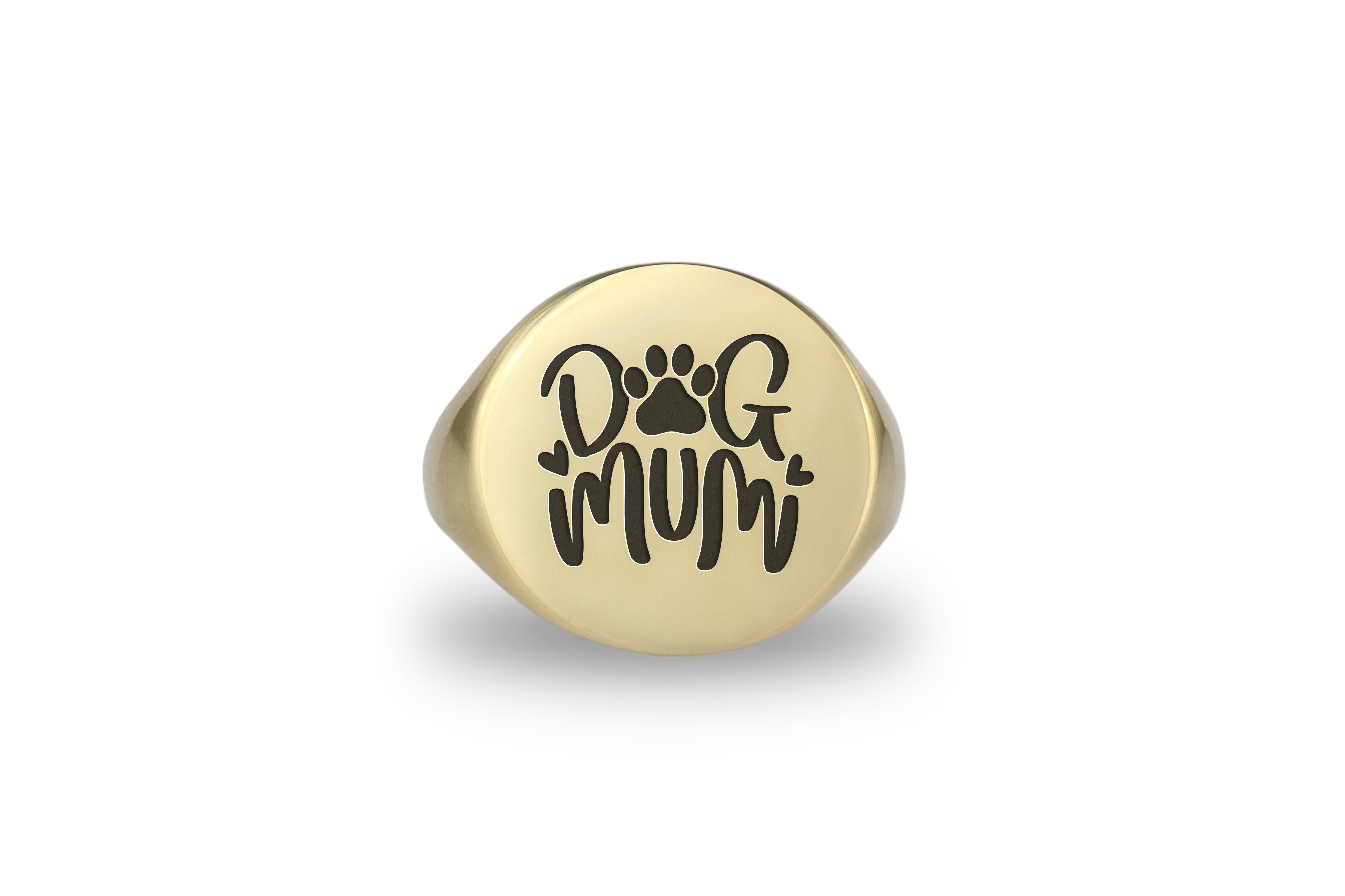 Dog Mom Engraved Gold Signet Ring