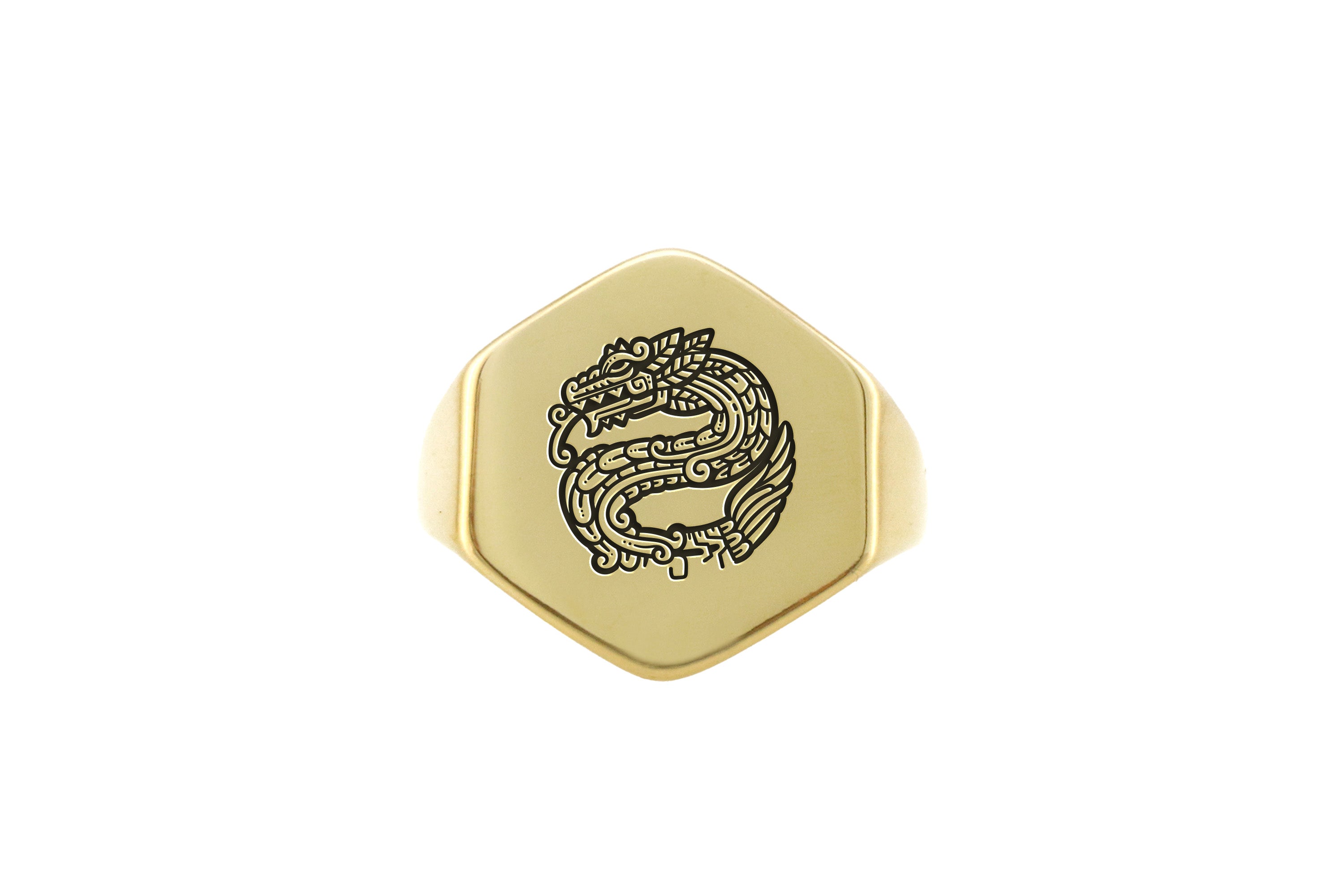 Engraved Aztec Dragon Ring