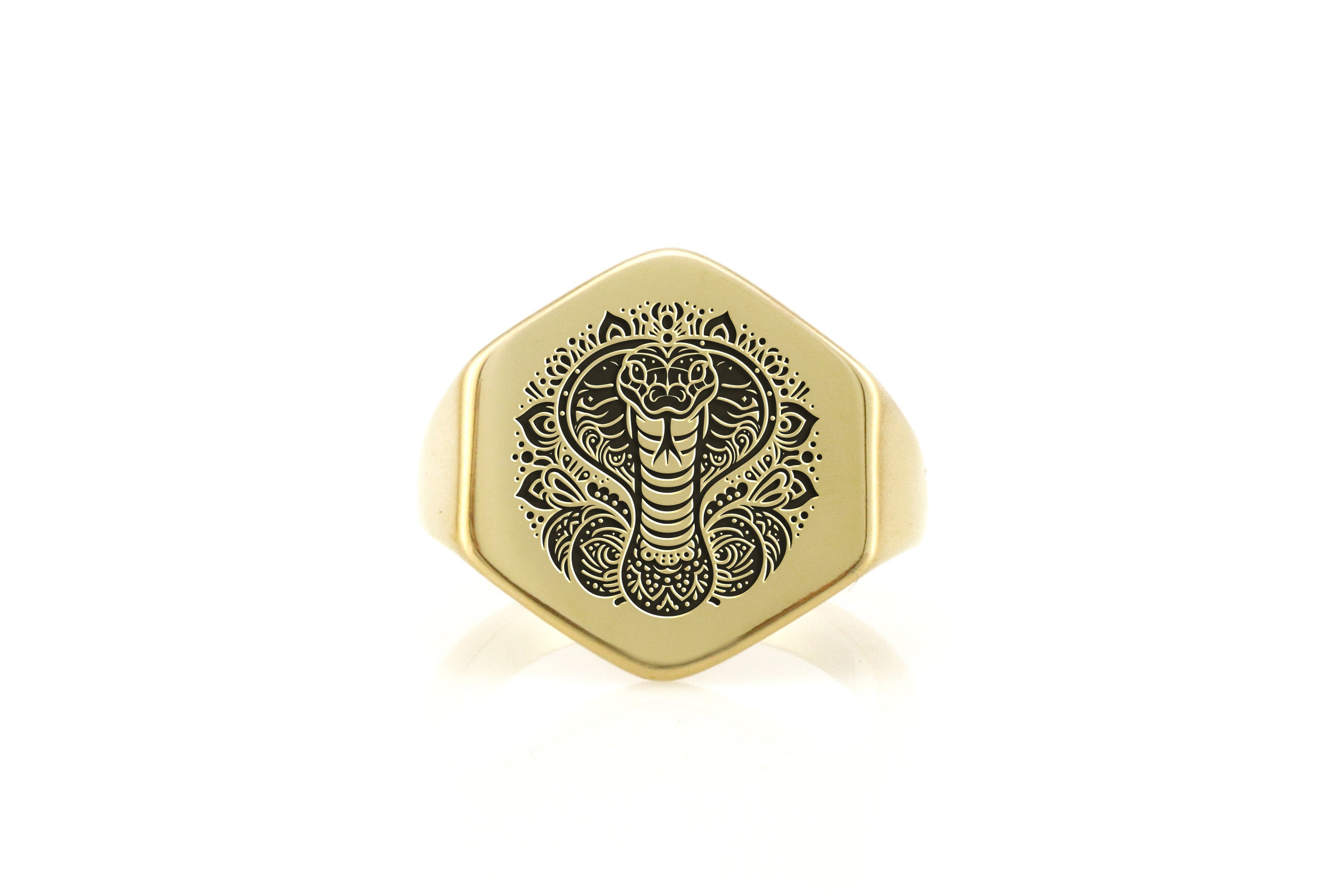 Mandala Cobra Signet Ring