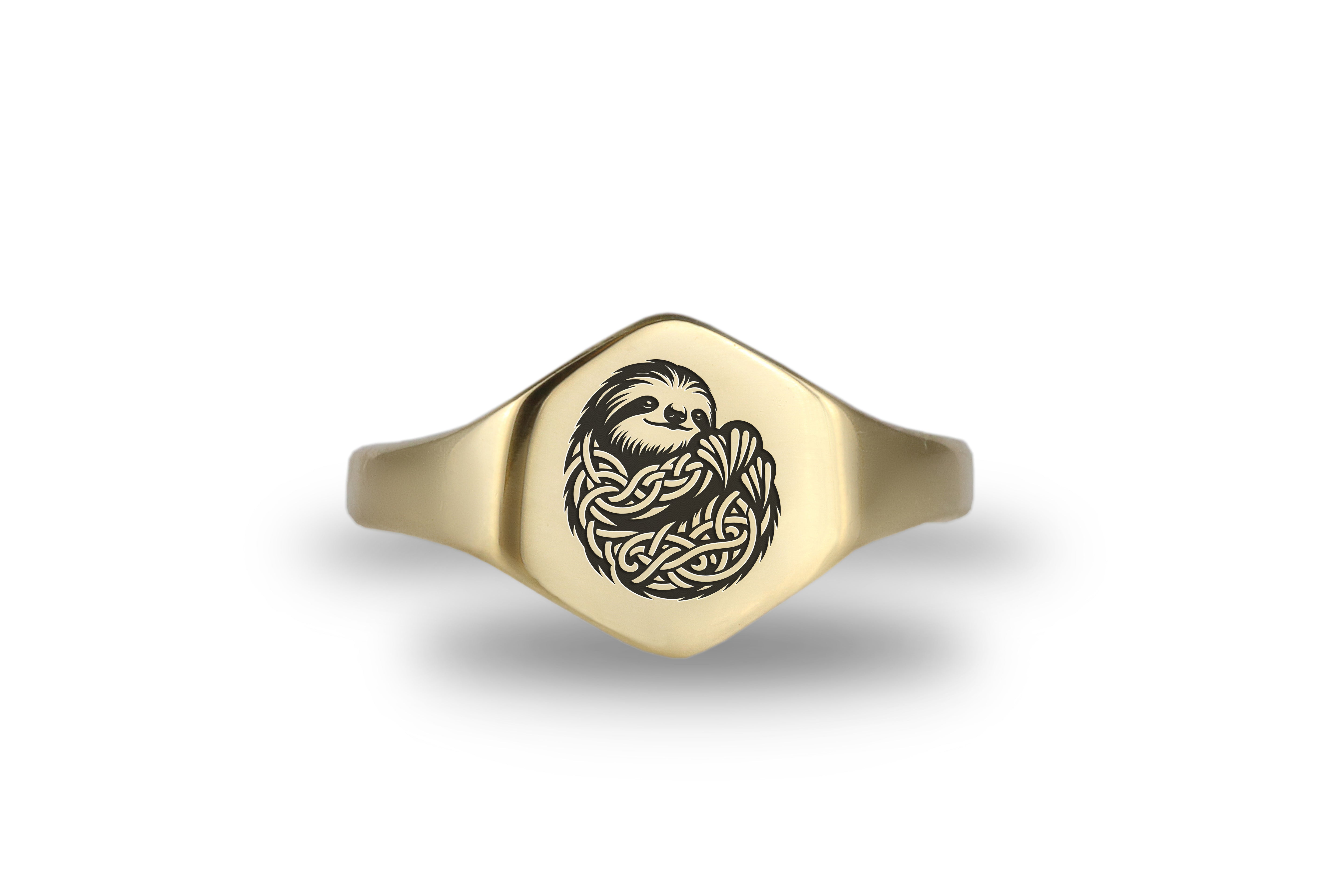 Engraved Sloth Signet Ring