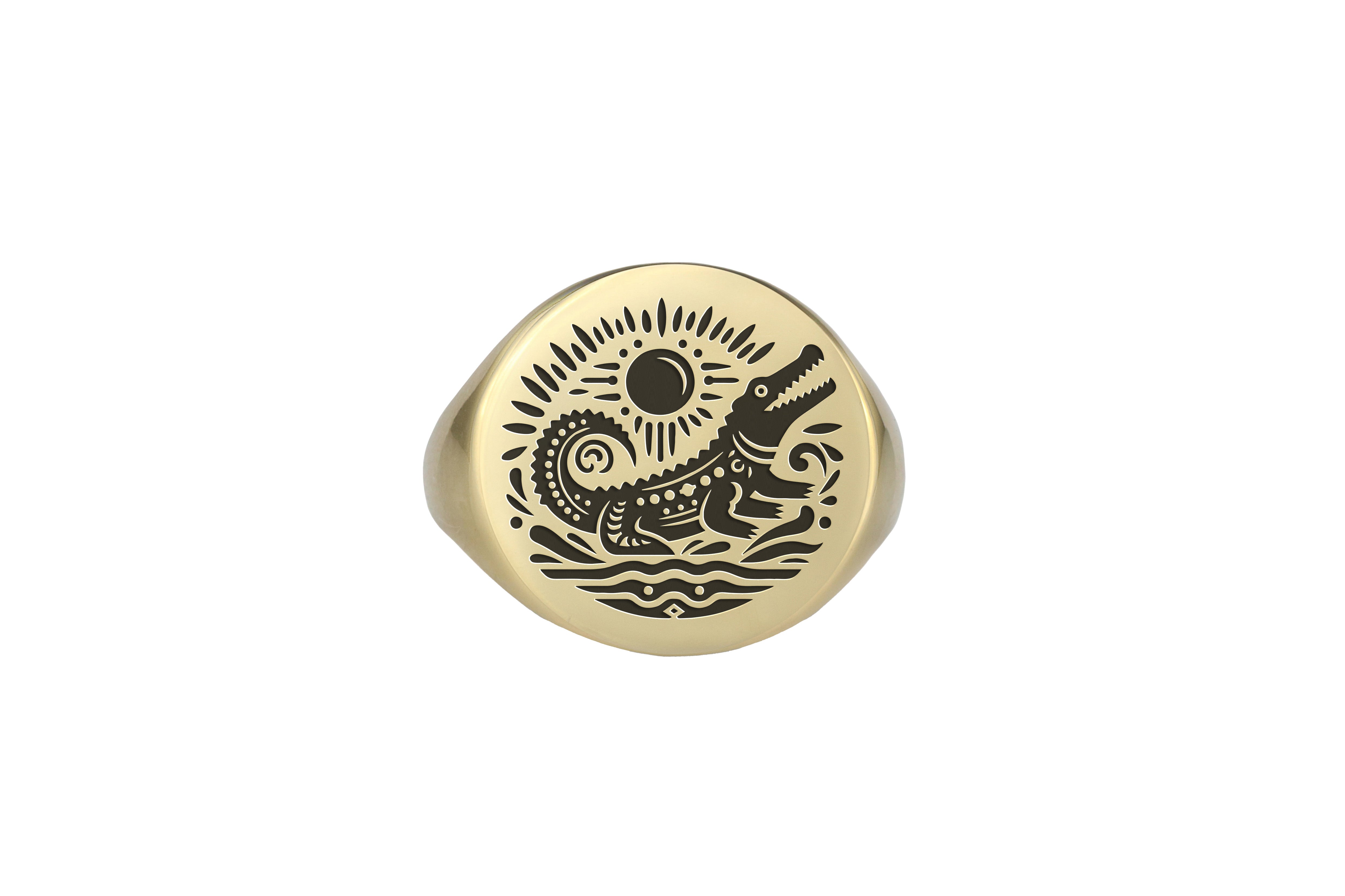 Engraved Alligator Ring