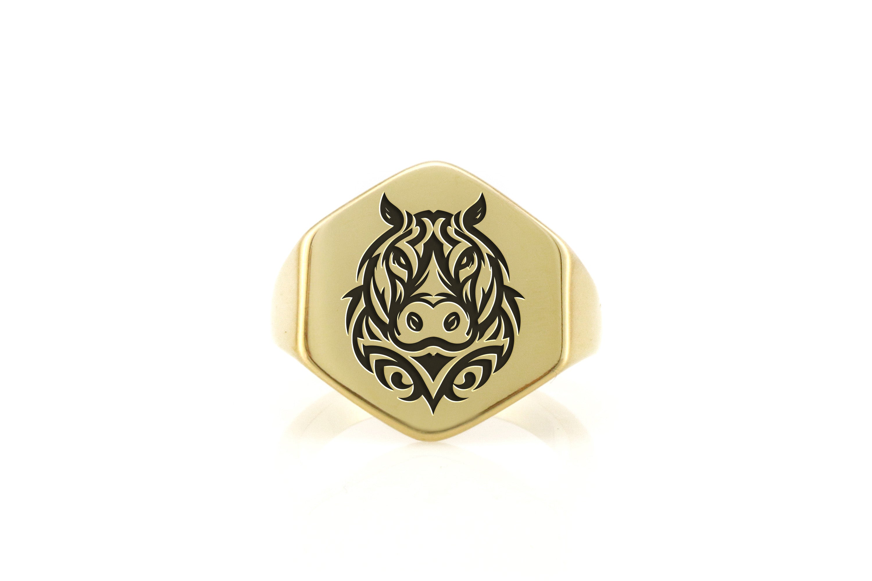 Custom Hippo Gold Signet Ring