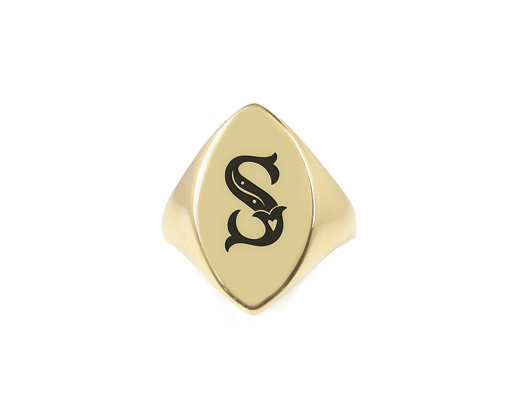 24k Gold Poker Letter Ring