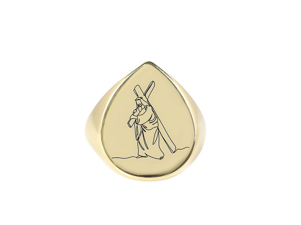 Jesus Cross Engraved Ring