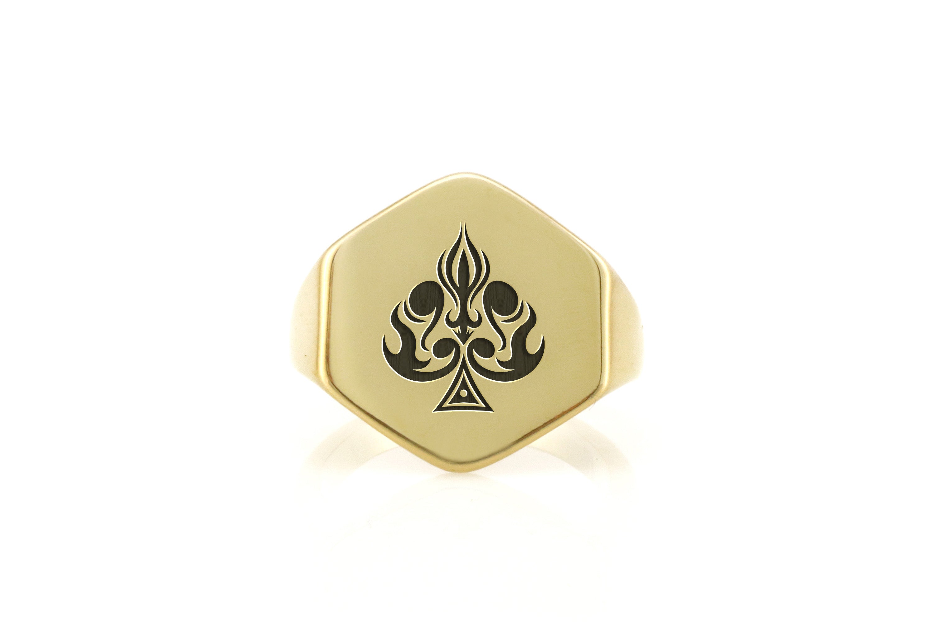 Engraved Poker Spades Ring