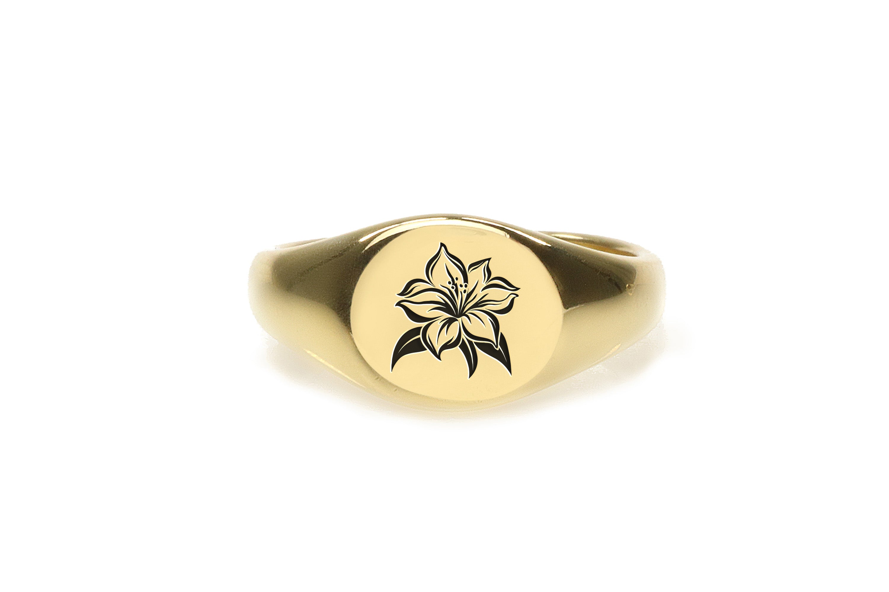 14k Gold Flower Signet Ring