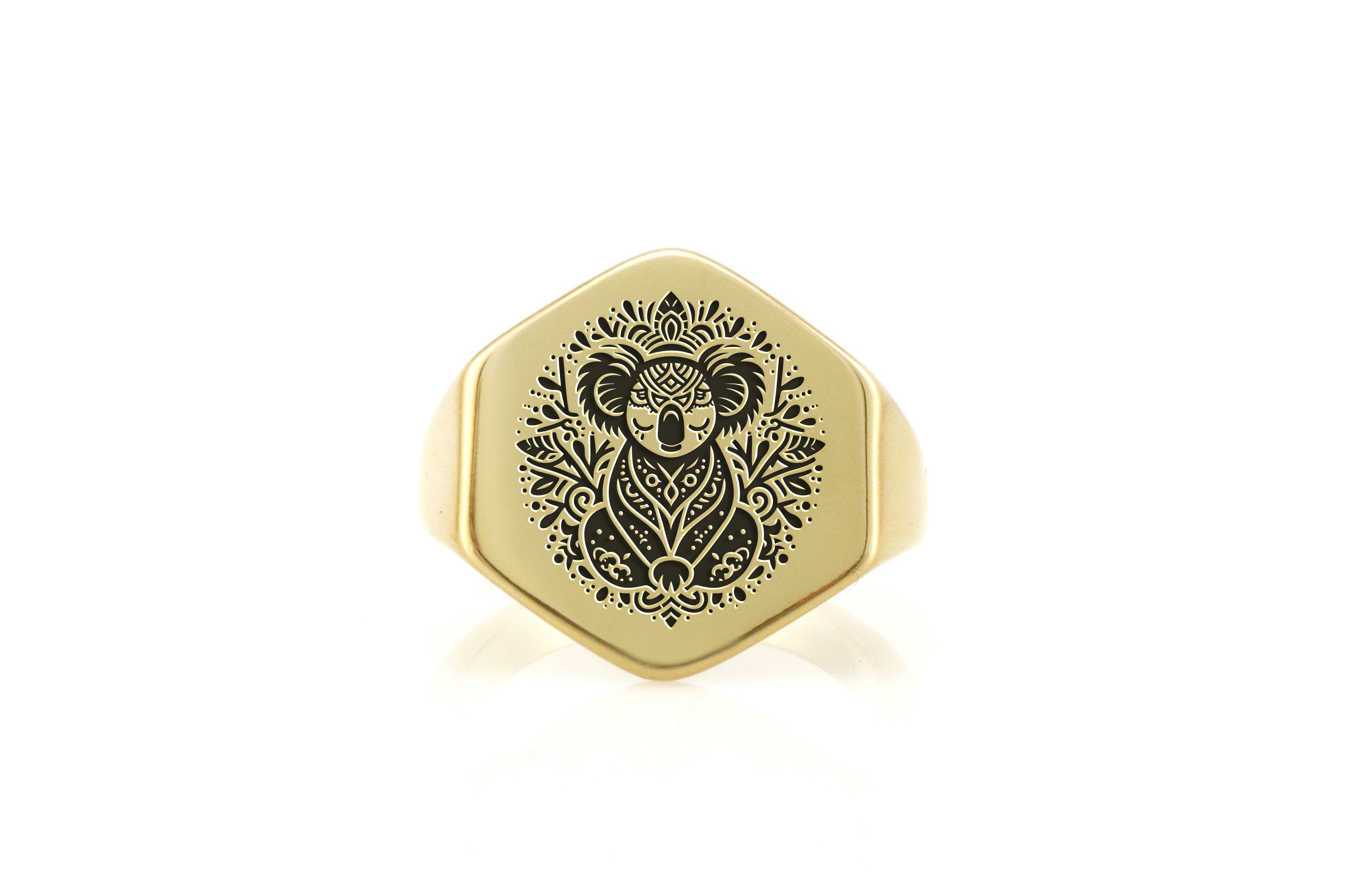 14k Gold Koala Signet Ring