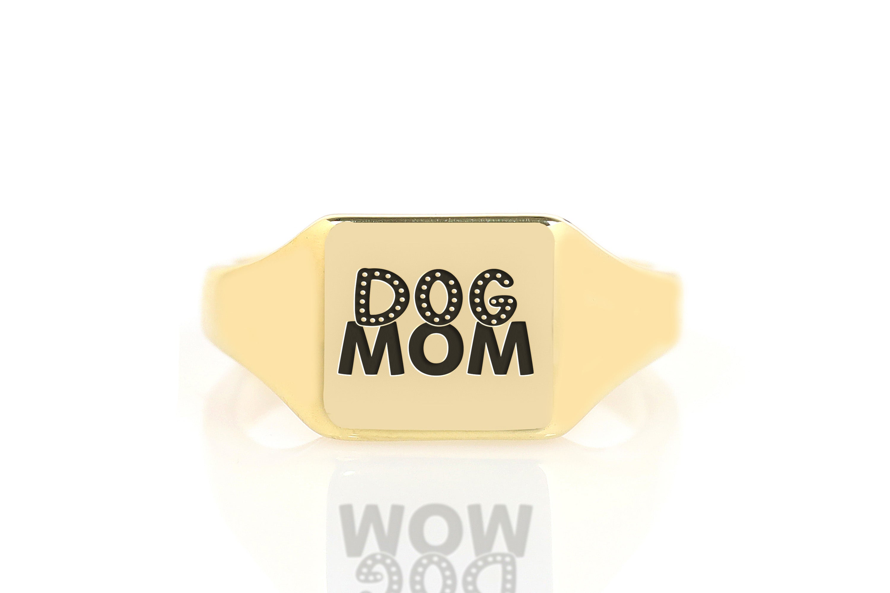 Engraved Dog Mom Signet Ring