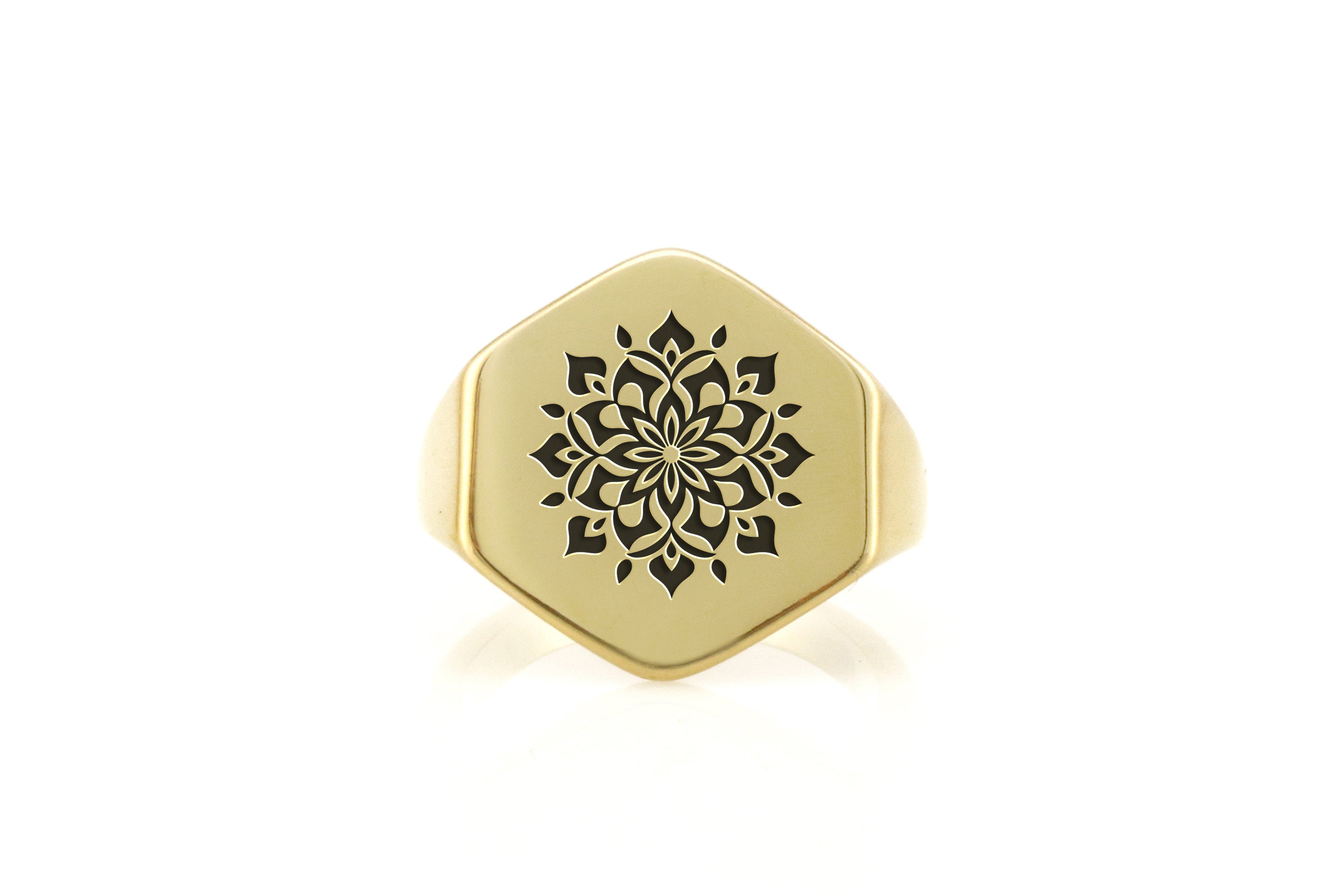 14k Gold Mandala Signet Ring