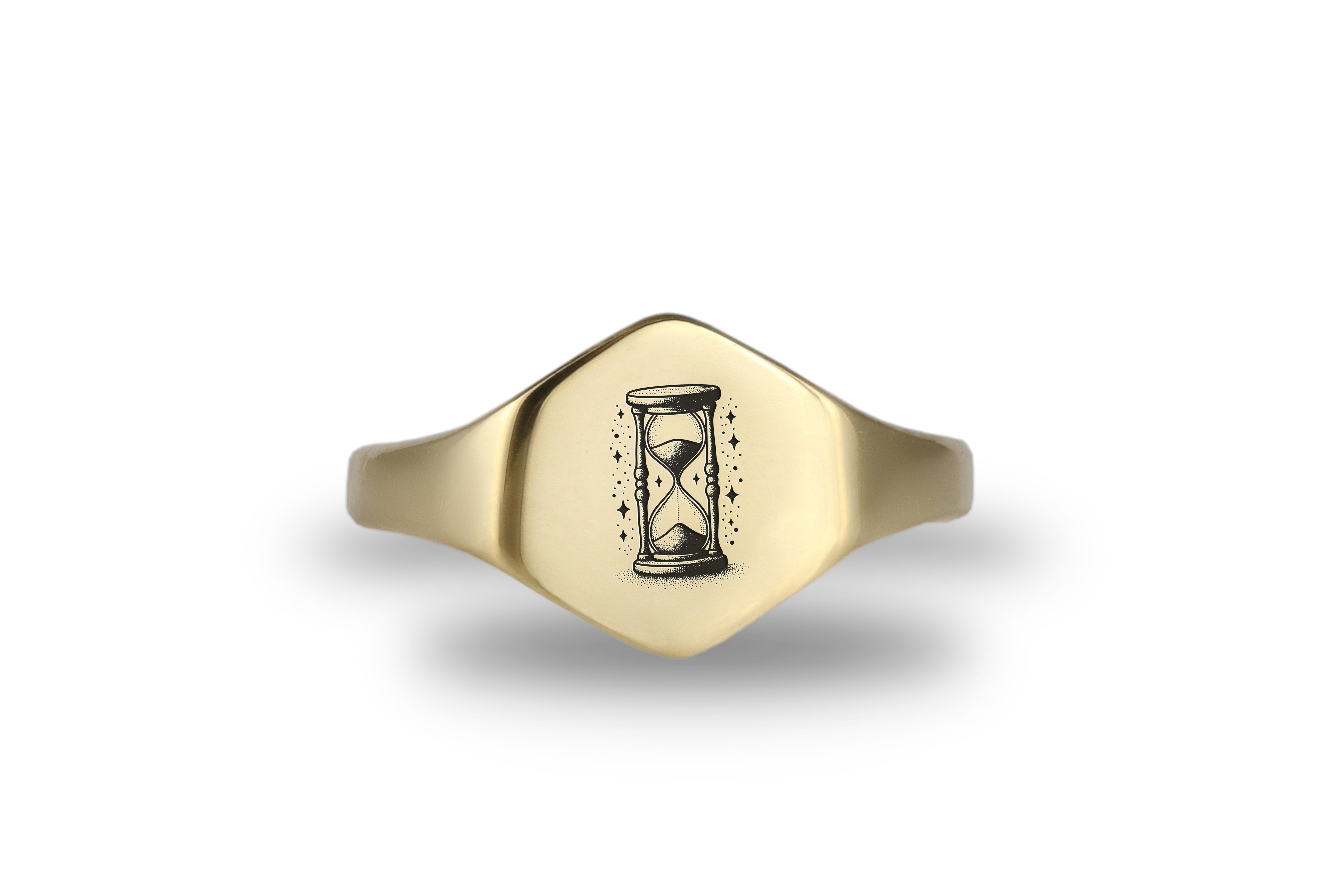 Engraved Hourglass Signet Ring