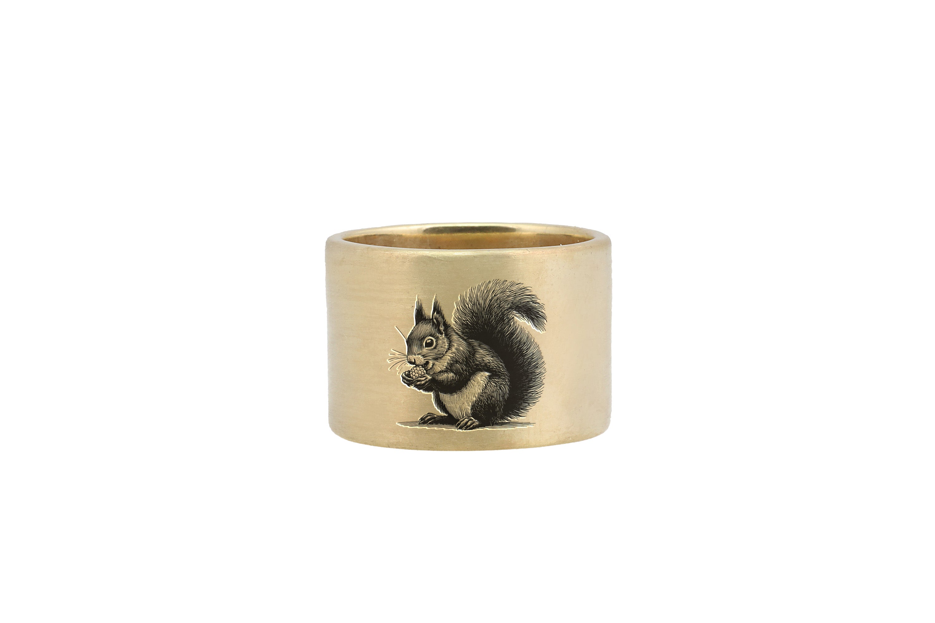 14k Gold Squirrel Wide Band Ring