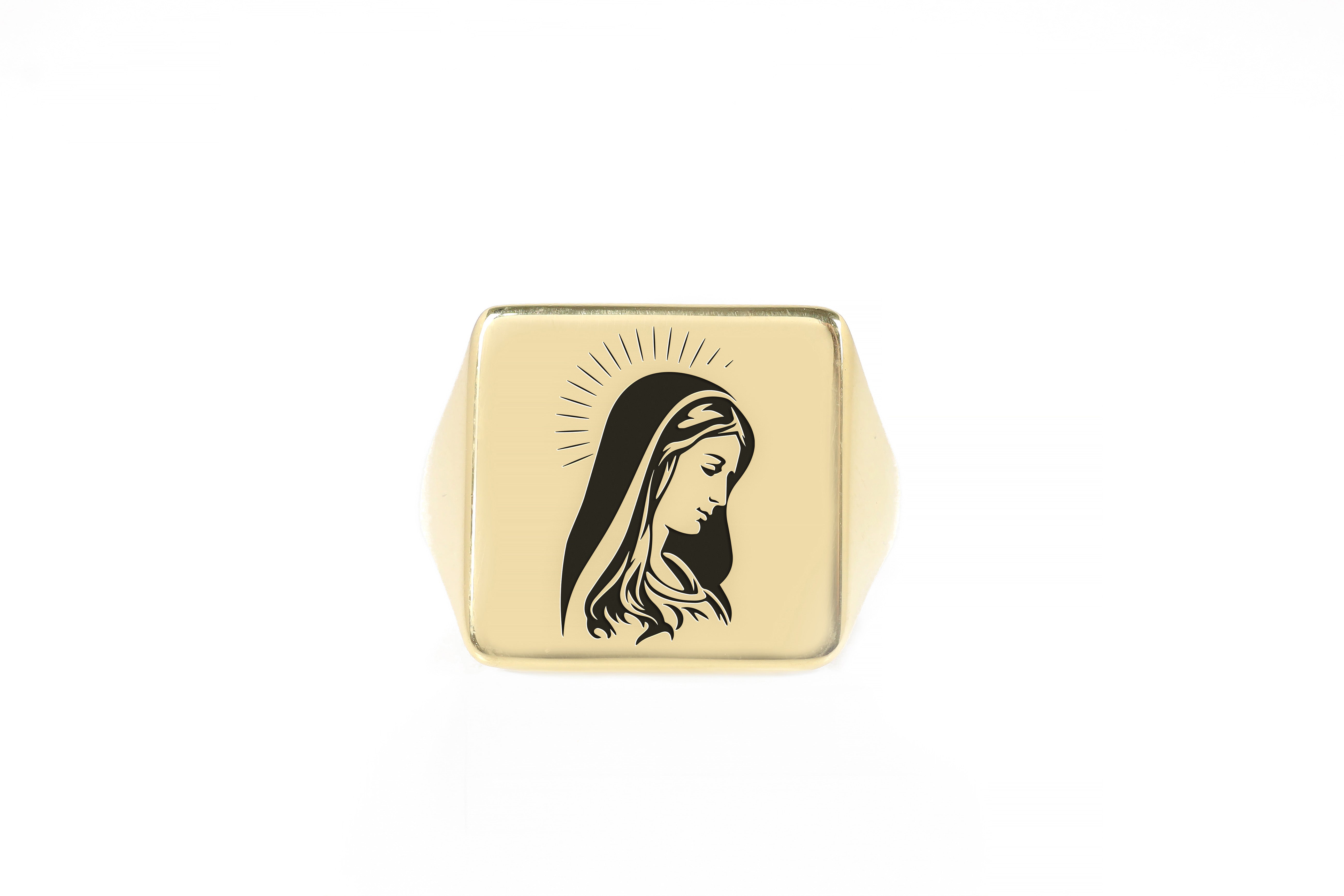 14k Gold Mary Signet Ring