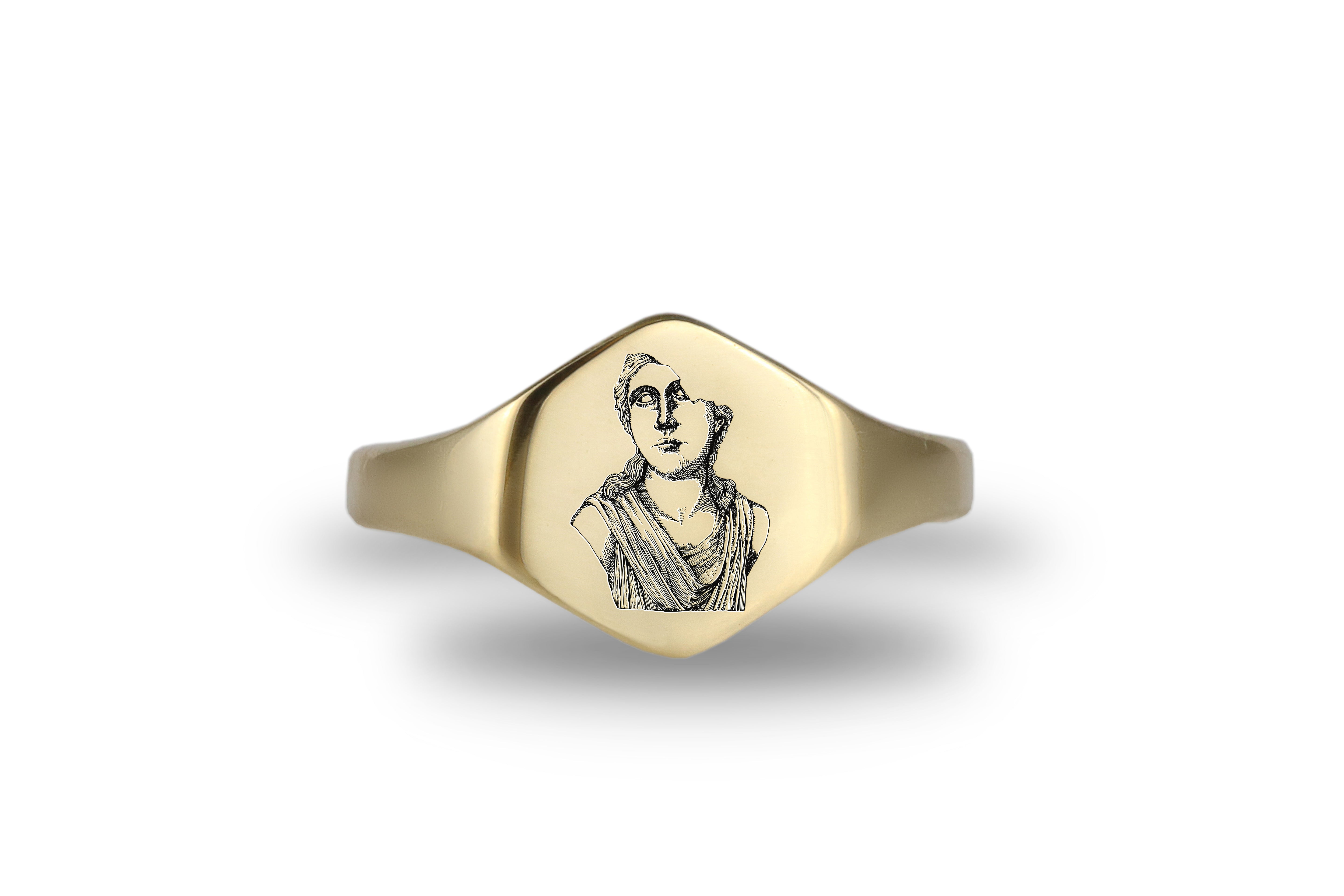 14k Gold Greek Signet Ring