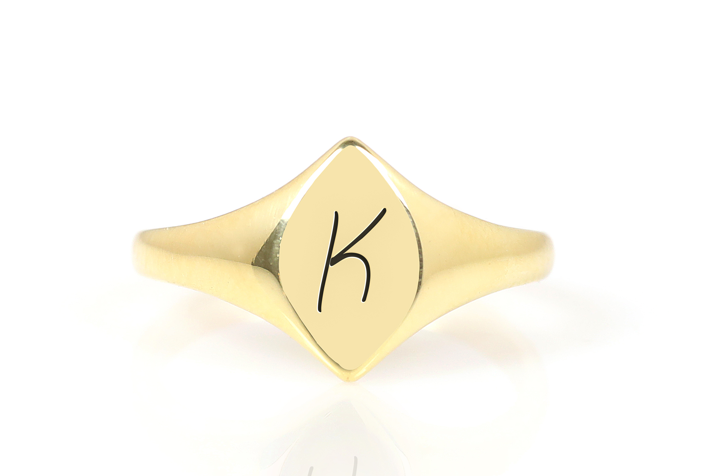 24k Gold Name Initial Signet Ring