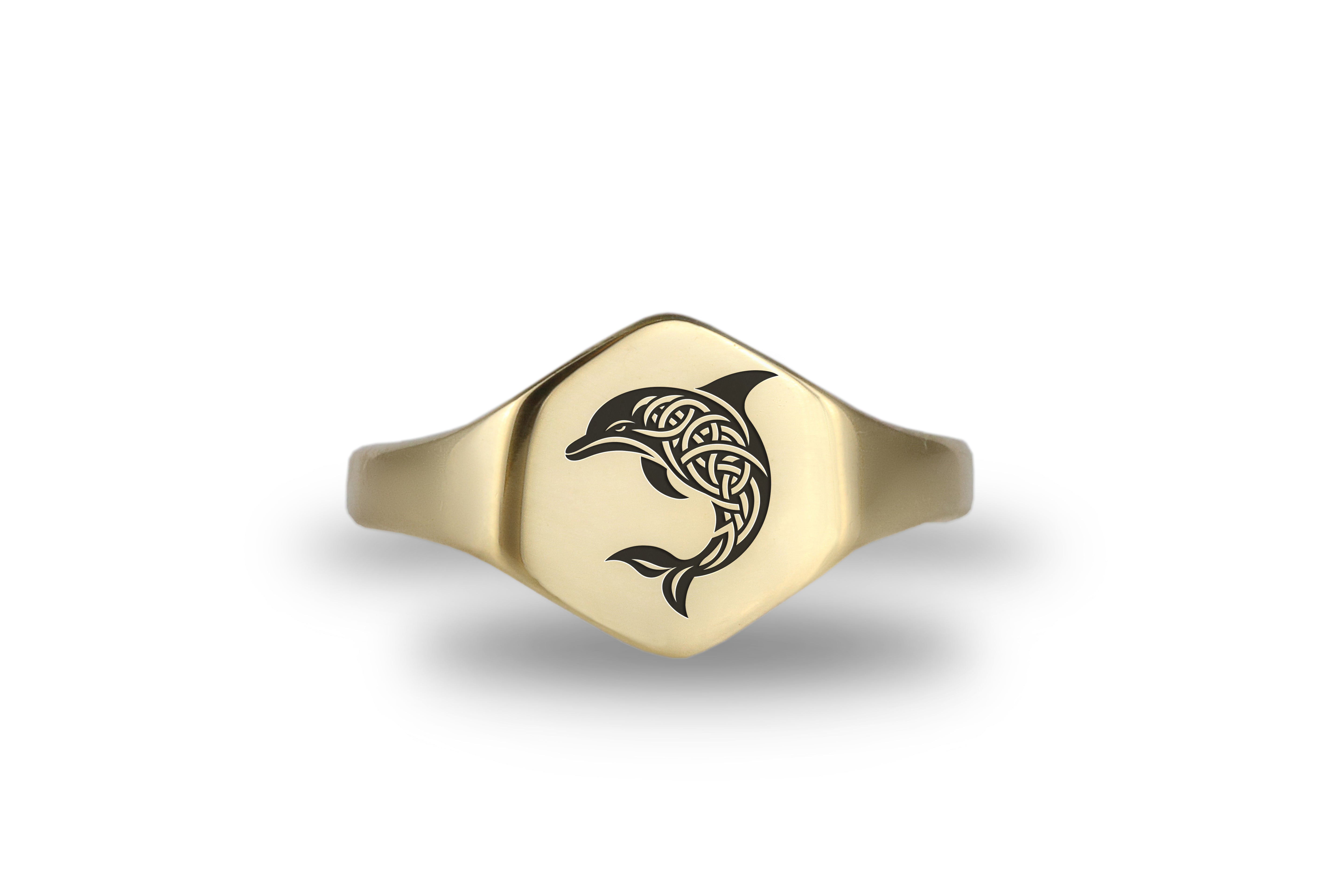 Engraved Dolphin Signet Ring