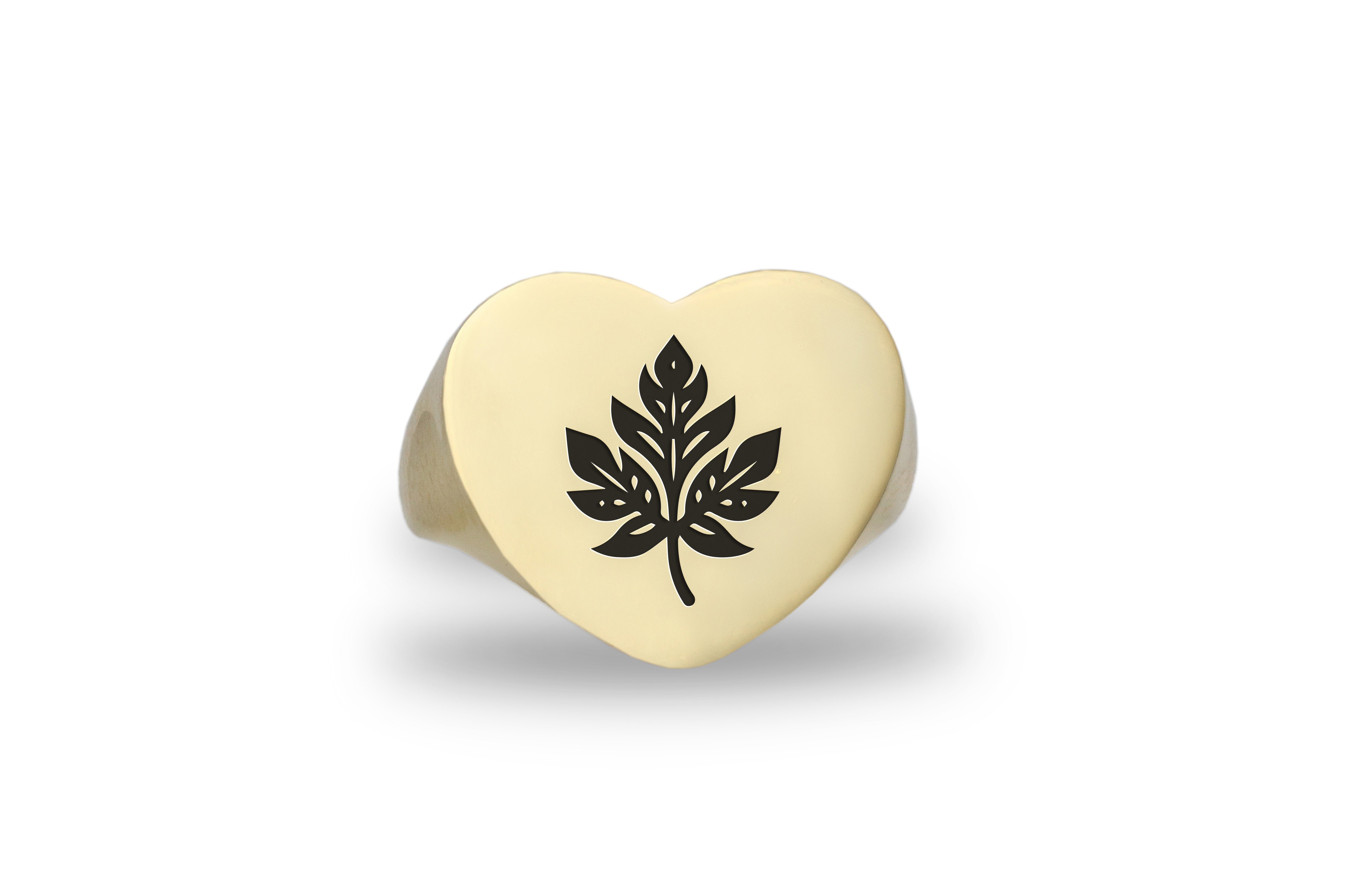 14k Gold Leaf Signet Ring