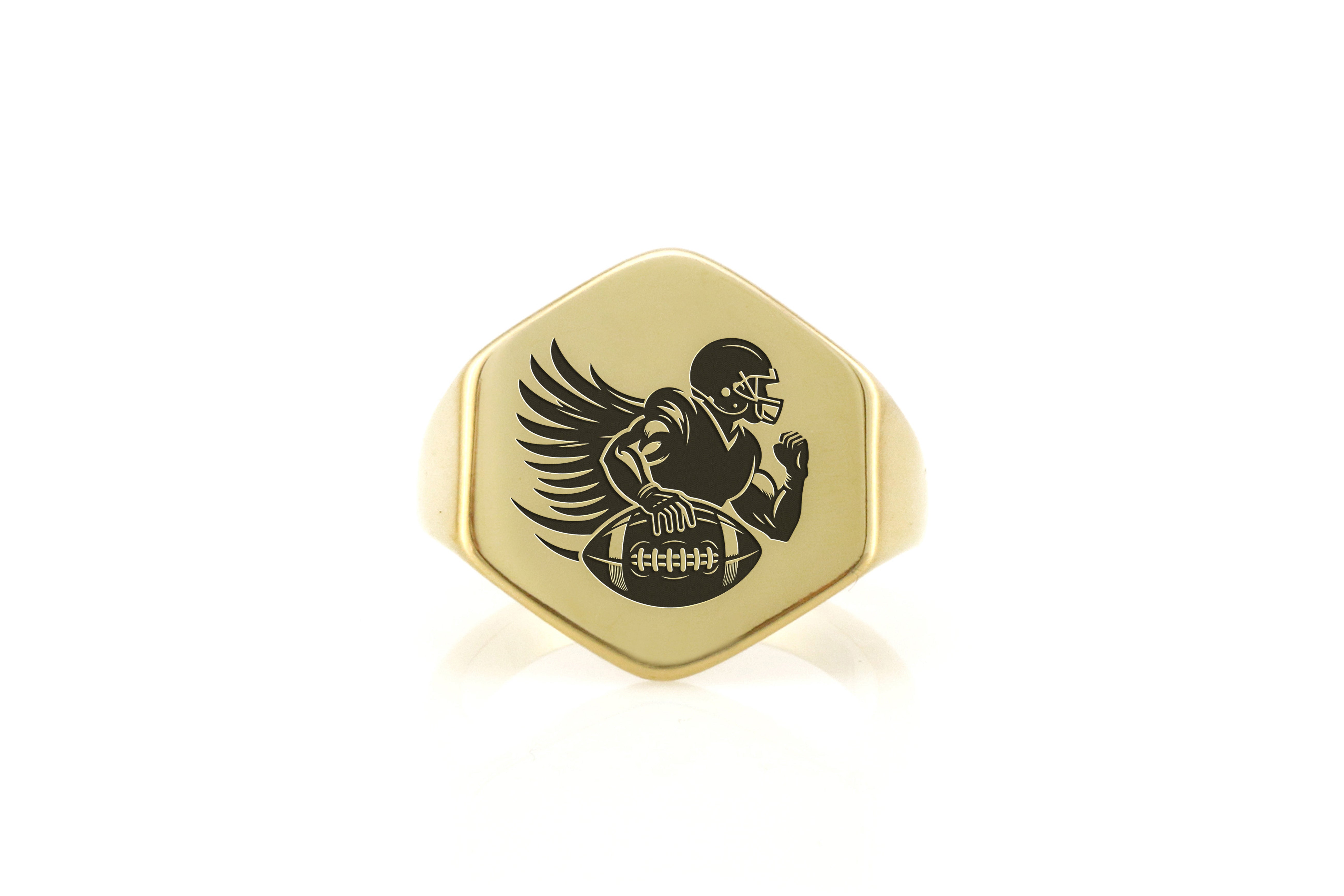 14k Gold Football Player Signet Ring