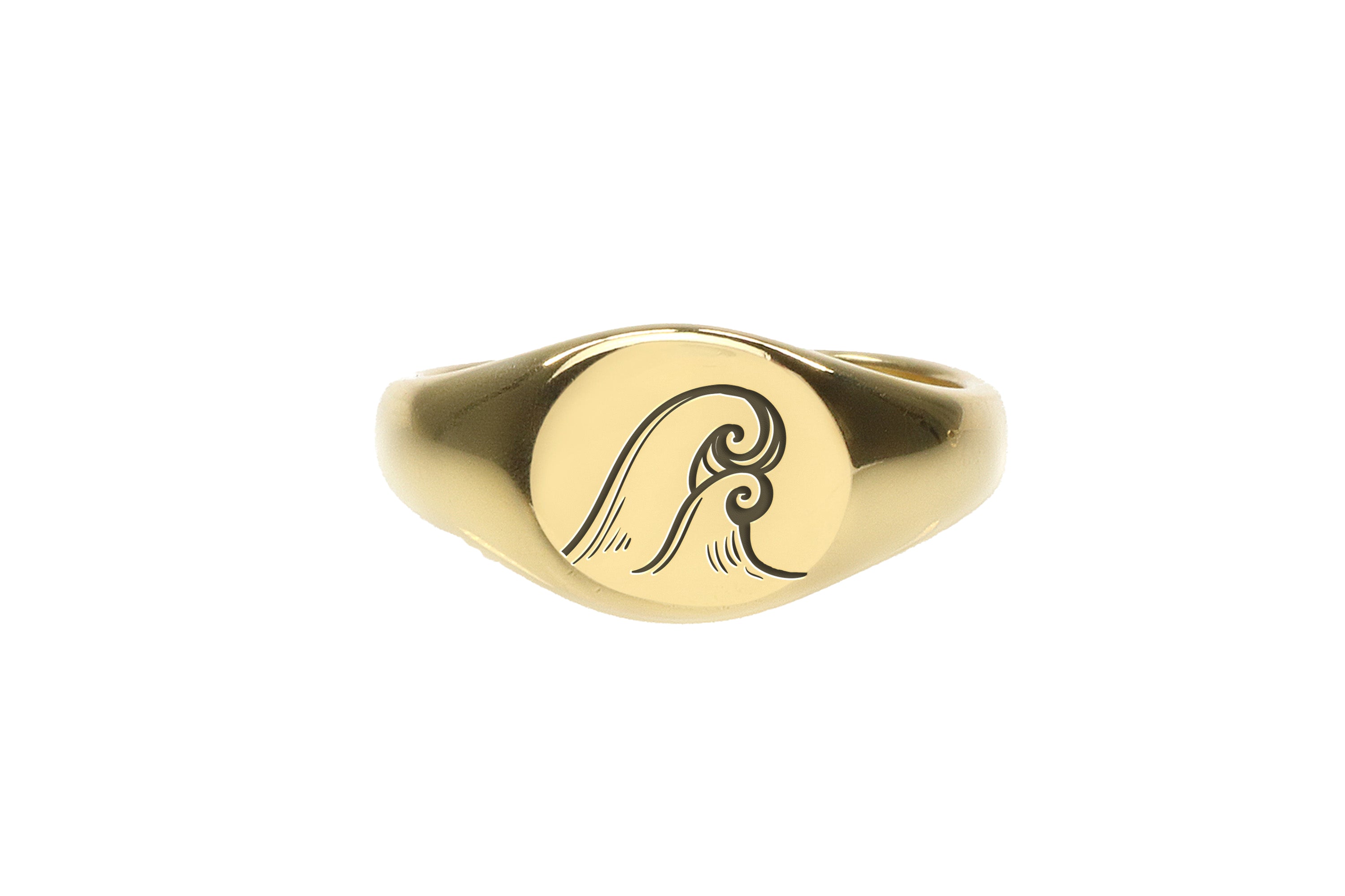 Gold Wave Signet Ring