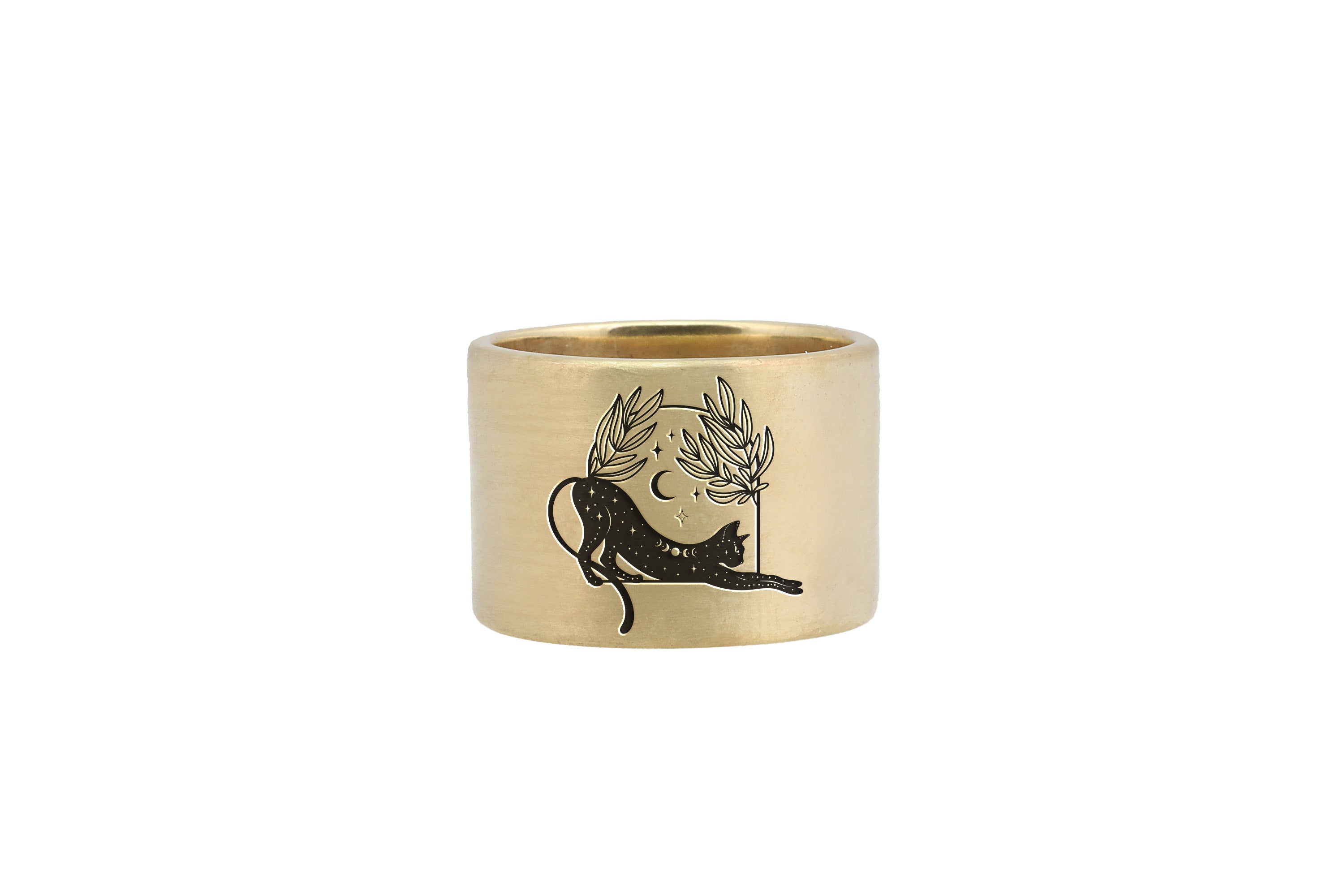 Gothic Cat Brushed Ring