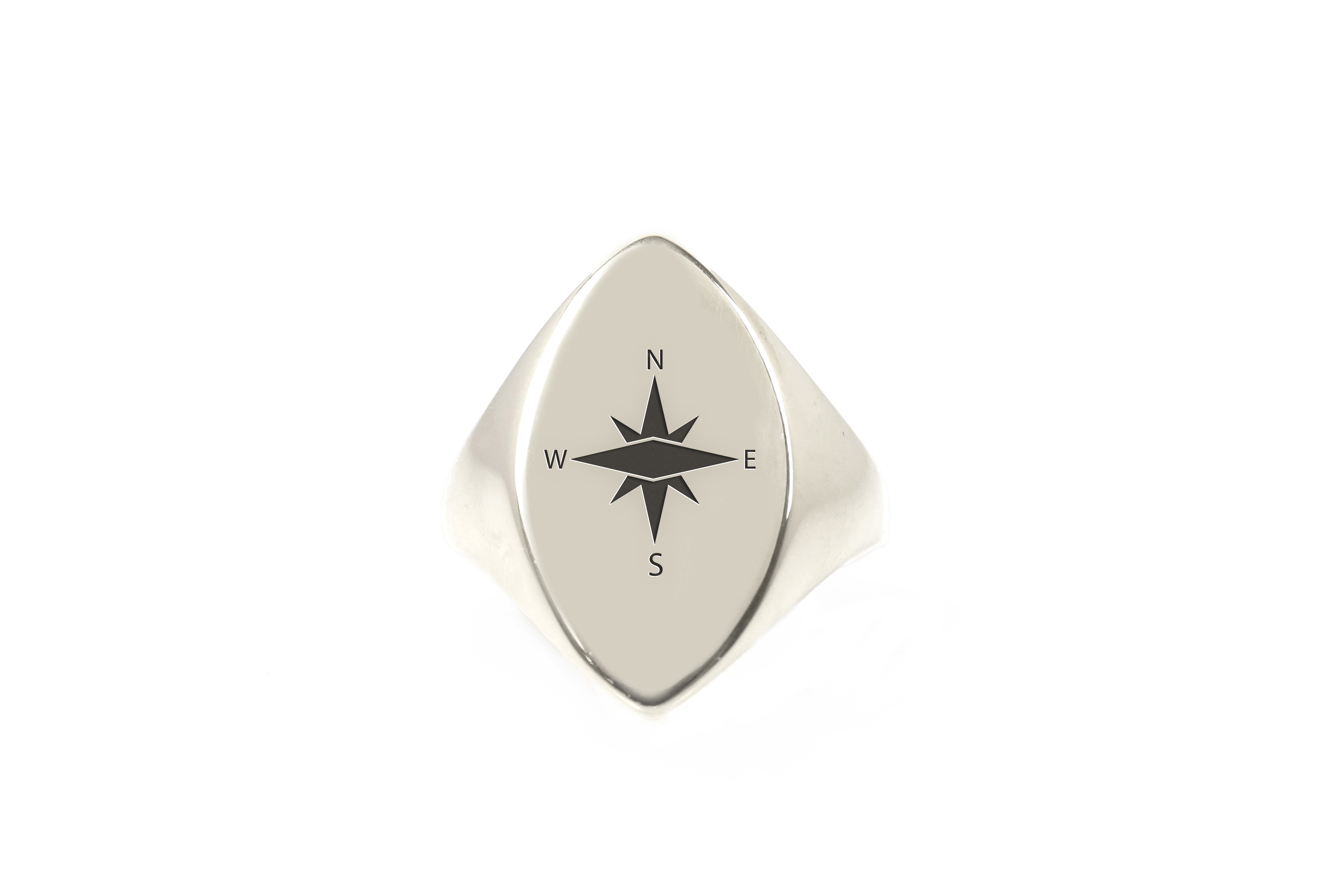 Engraved Compass Signet Ring