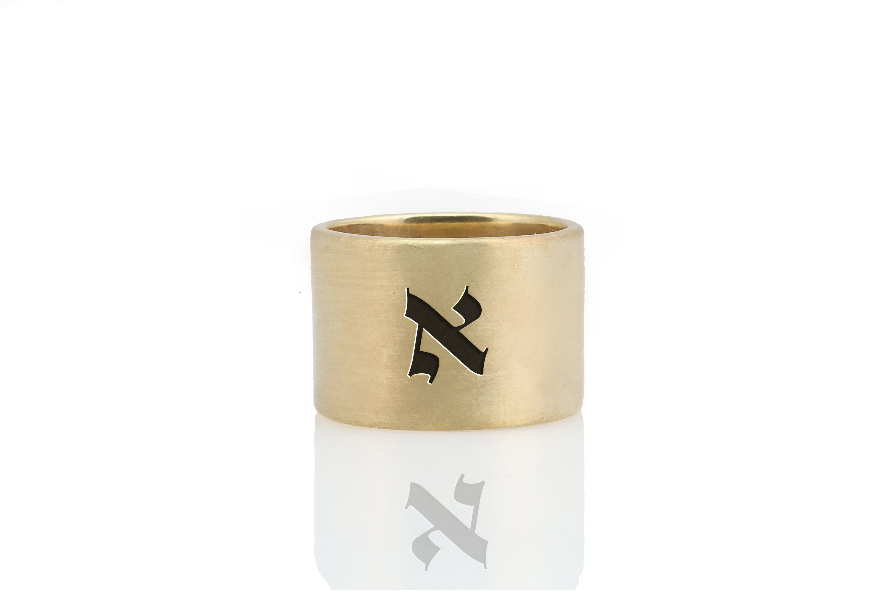 Hebrew Wide Gold Ring
