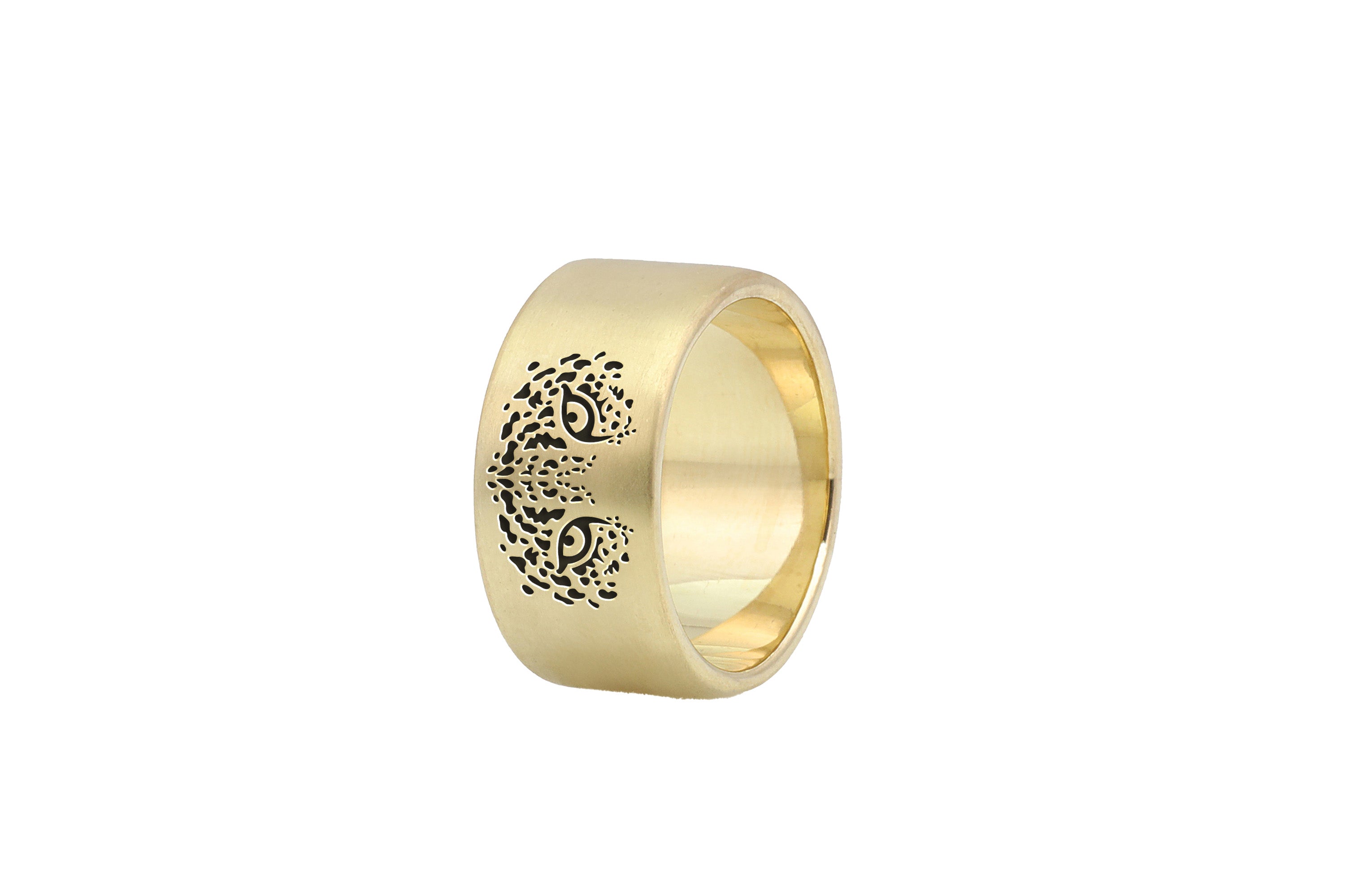 Tiger Eyes Wide Gold Ring