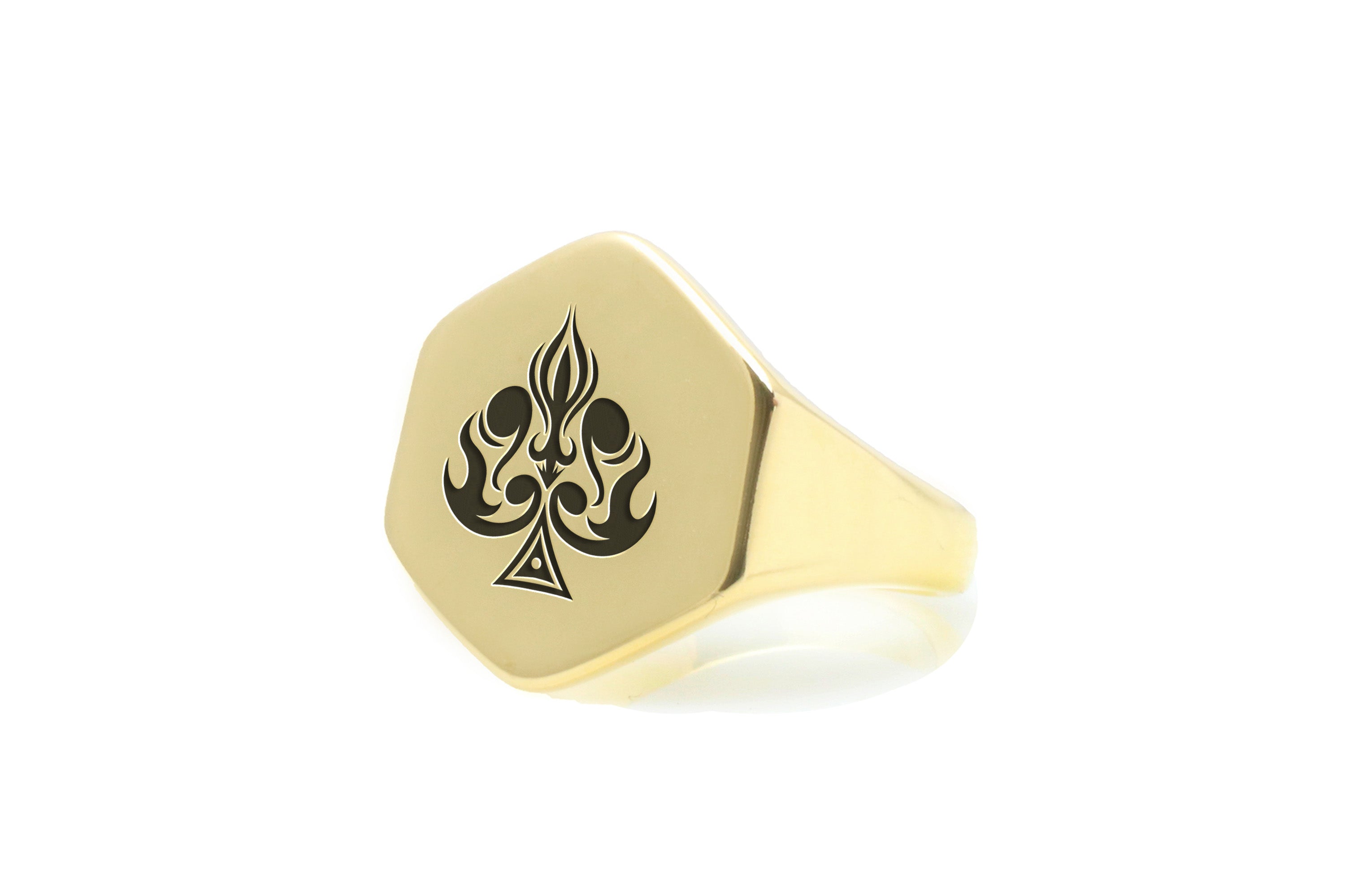 Engraved Poker Spades Ring