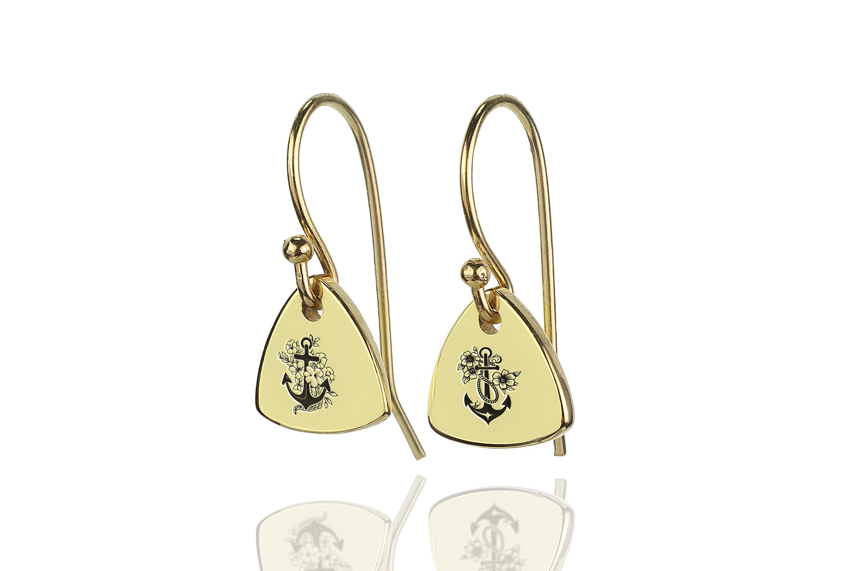 14k Gold Anchor Earrings