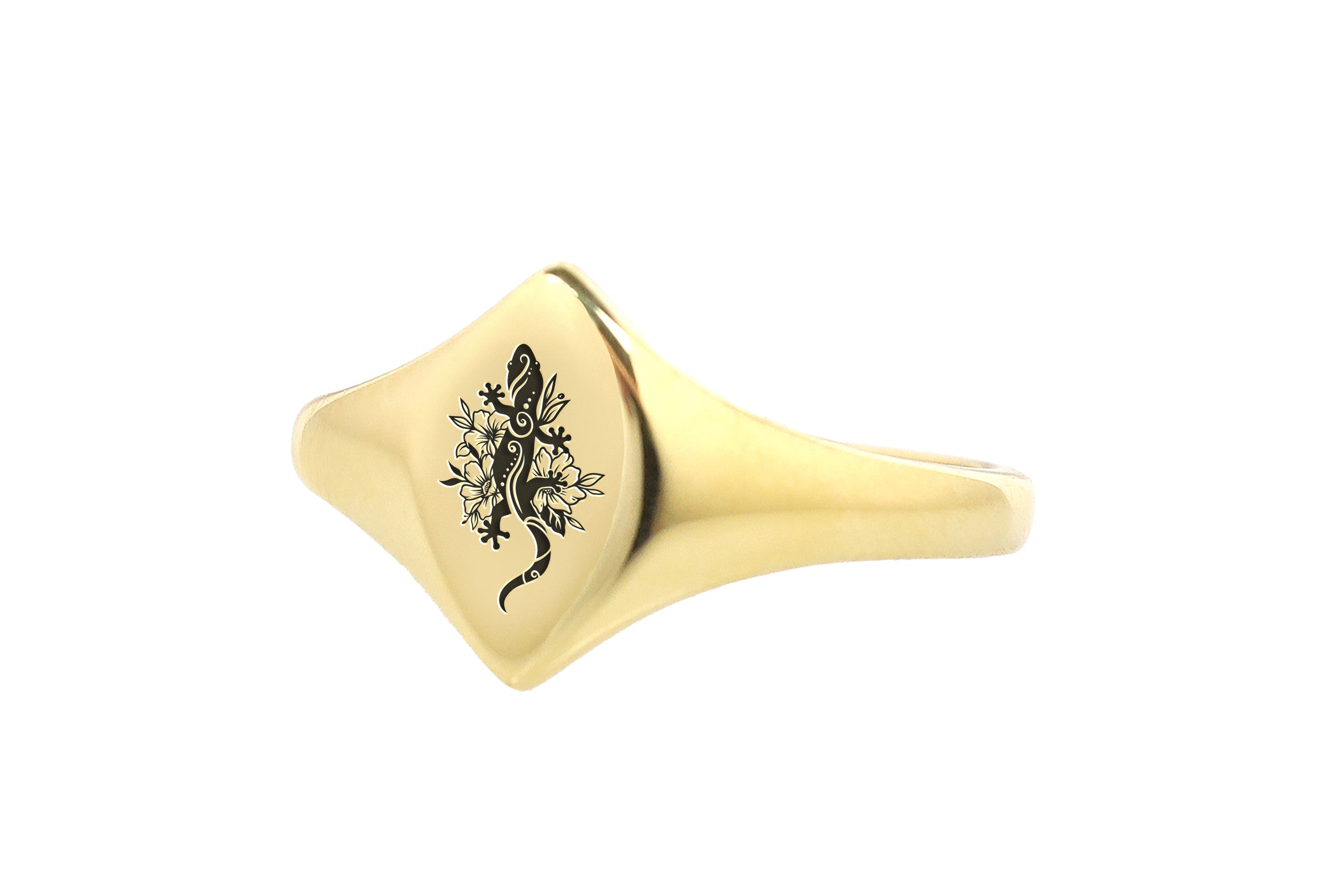 14k Gold Lizard Signet Ring