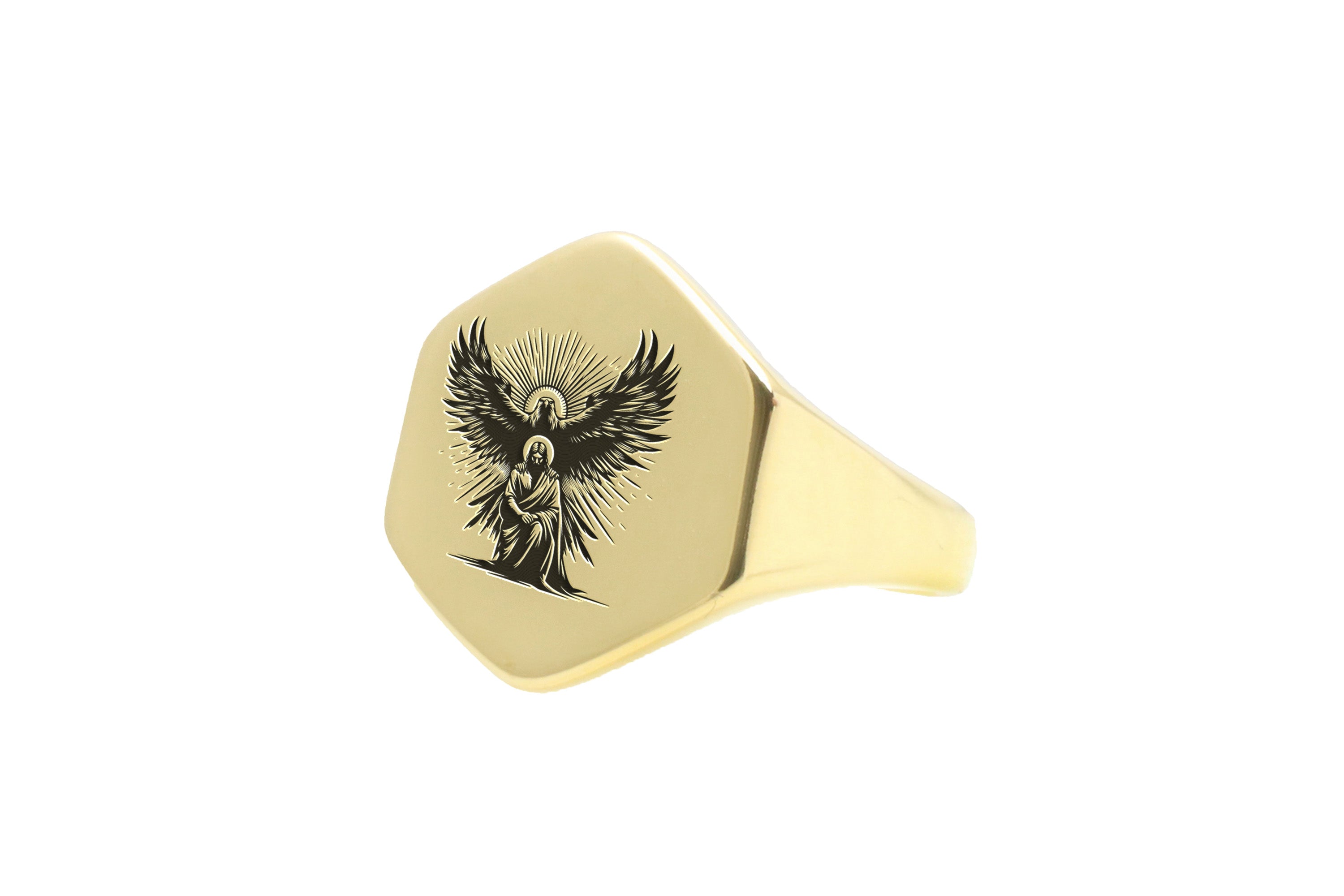 Engraved Eagle Jesus Ring