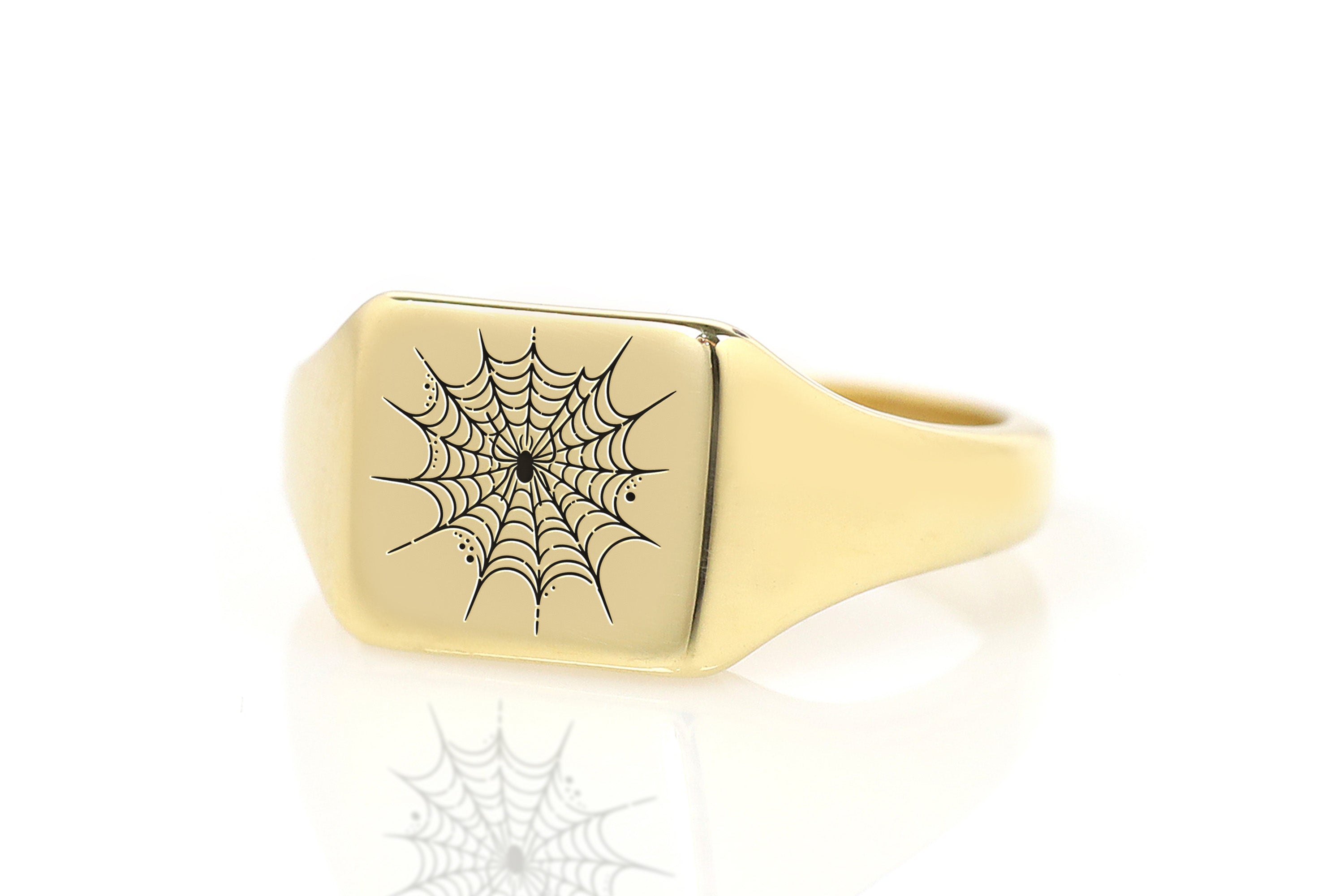 Spider Cobweb Engraving Ring