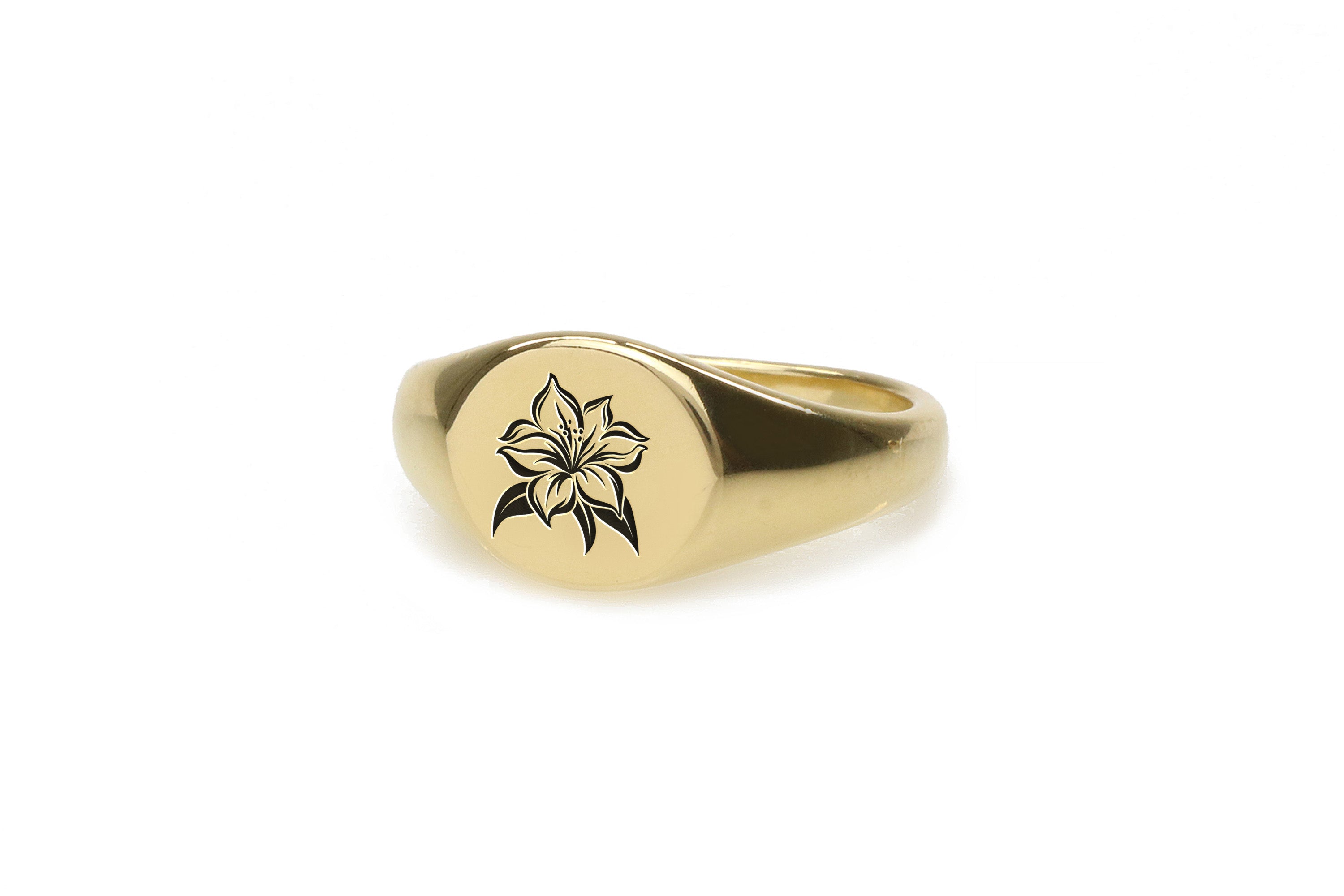 14k Gold Flower Signet Ring