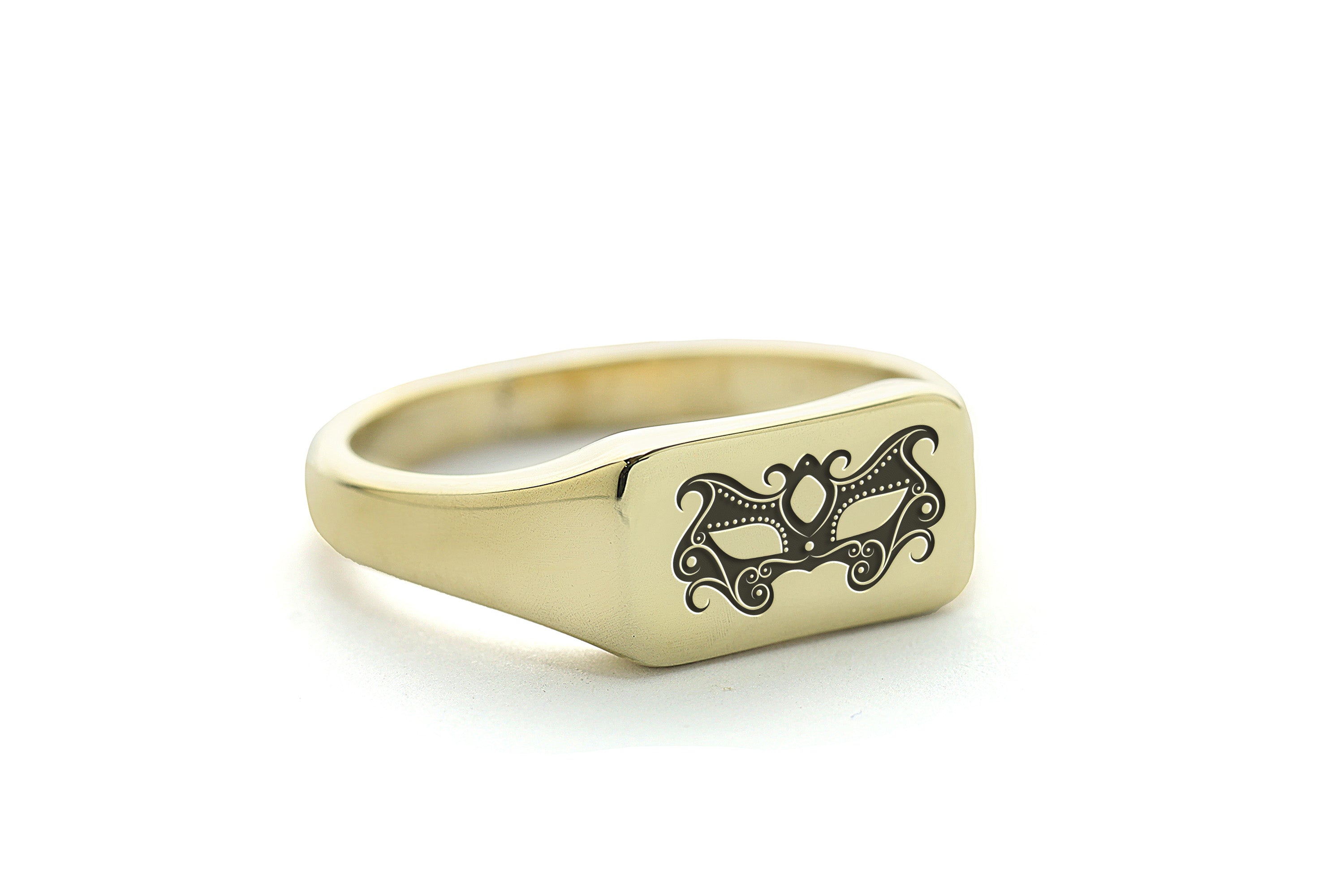 14k Gold Mask Signet Ring