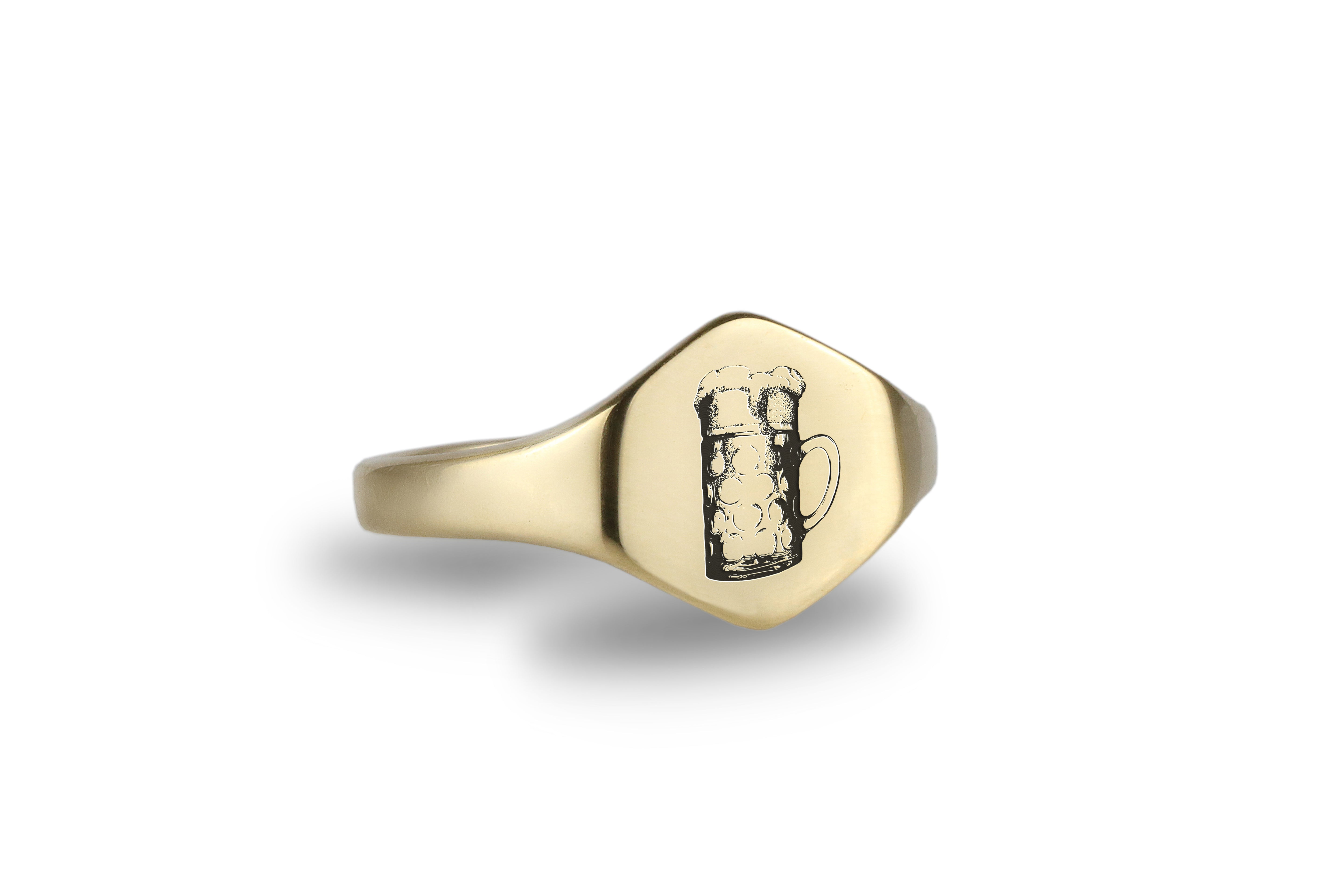 14k Gold Beer Signet Ring