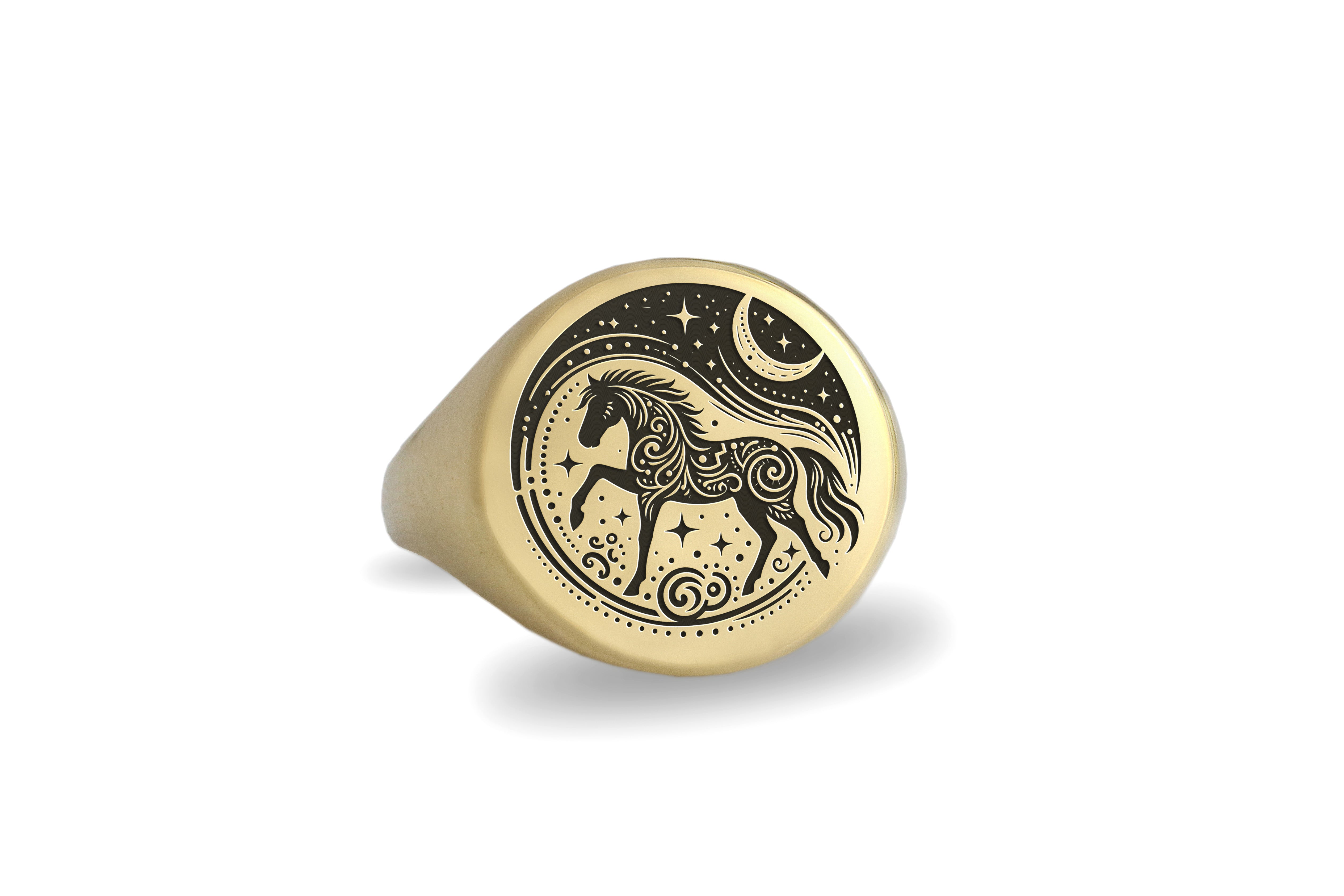 Gold Stallion Signet Ring