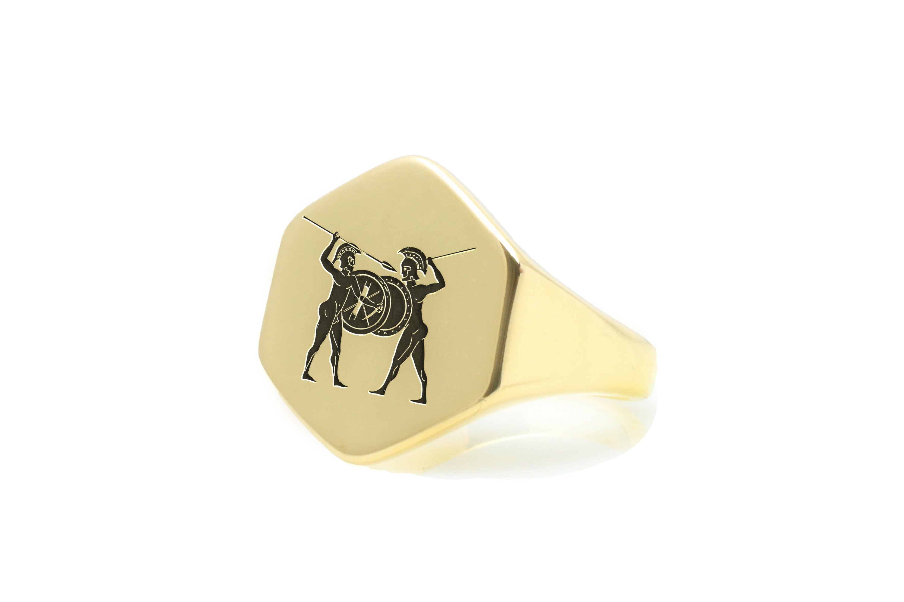 Engraved Greek Warrior Signet Ring