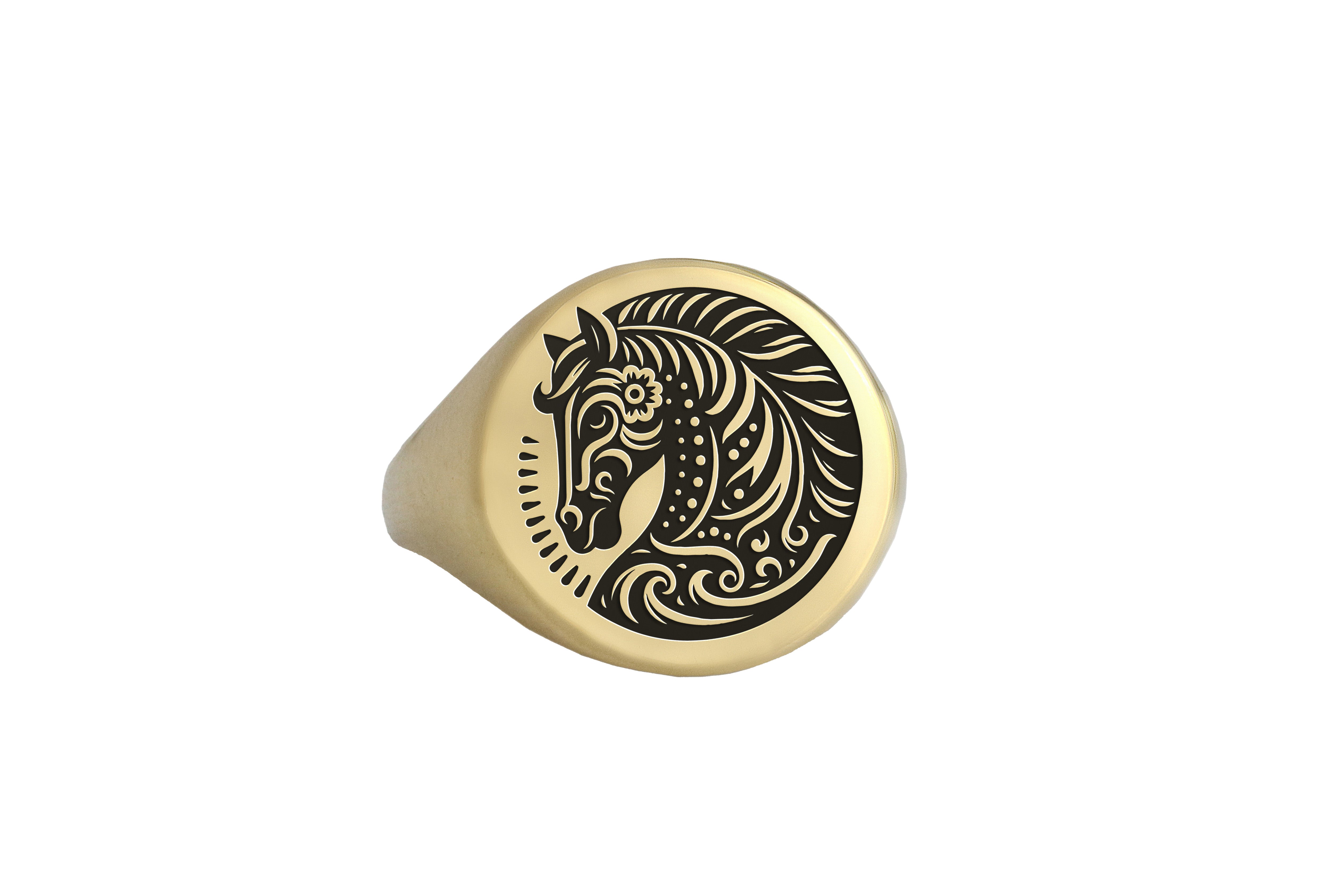 Gold Horse Signet Ring