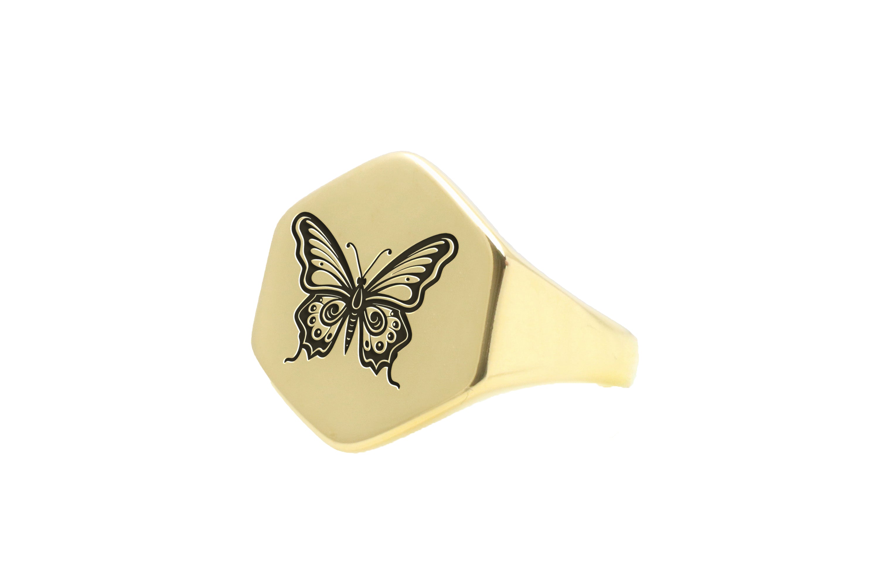 14k Gold Butterfly Signet Ring