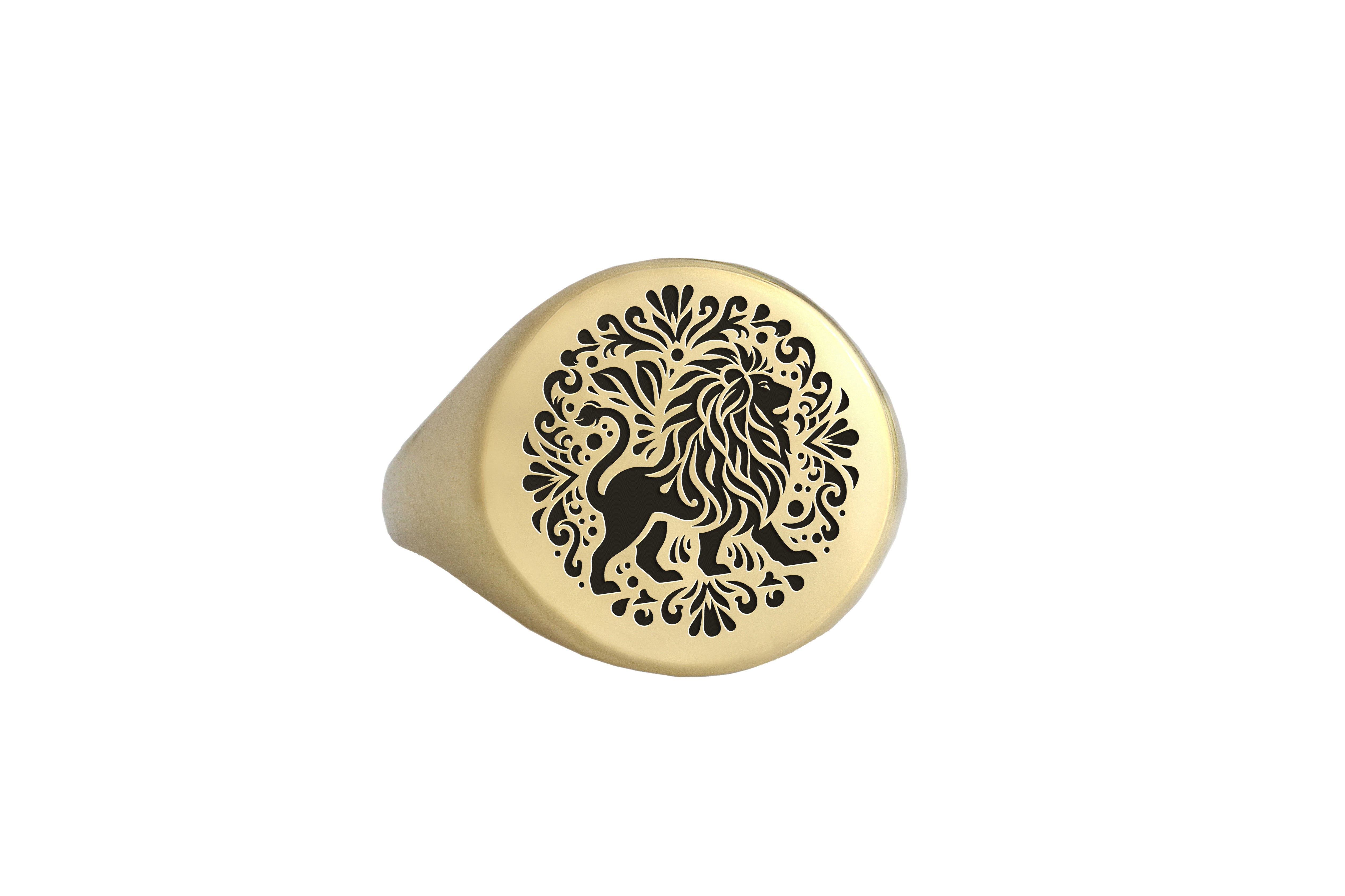 Gold Lion Tribal Signet Ring