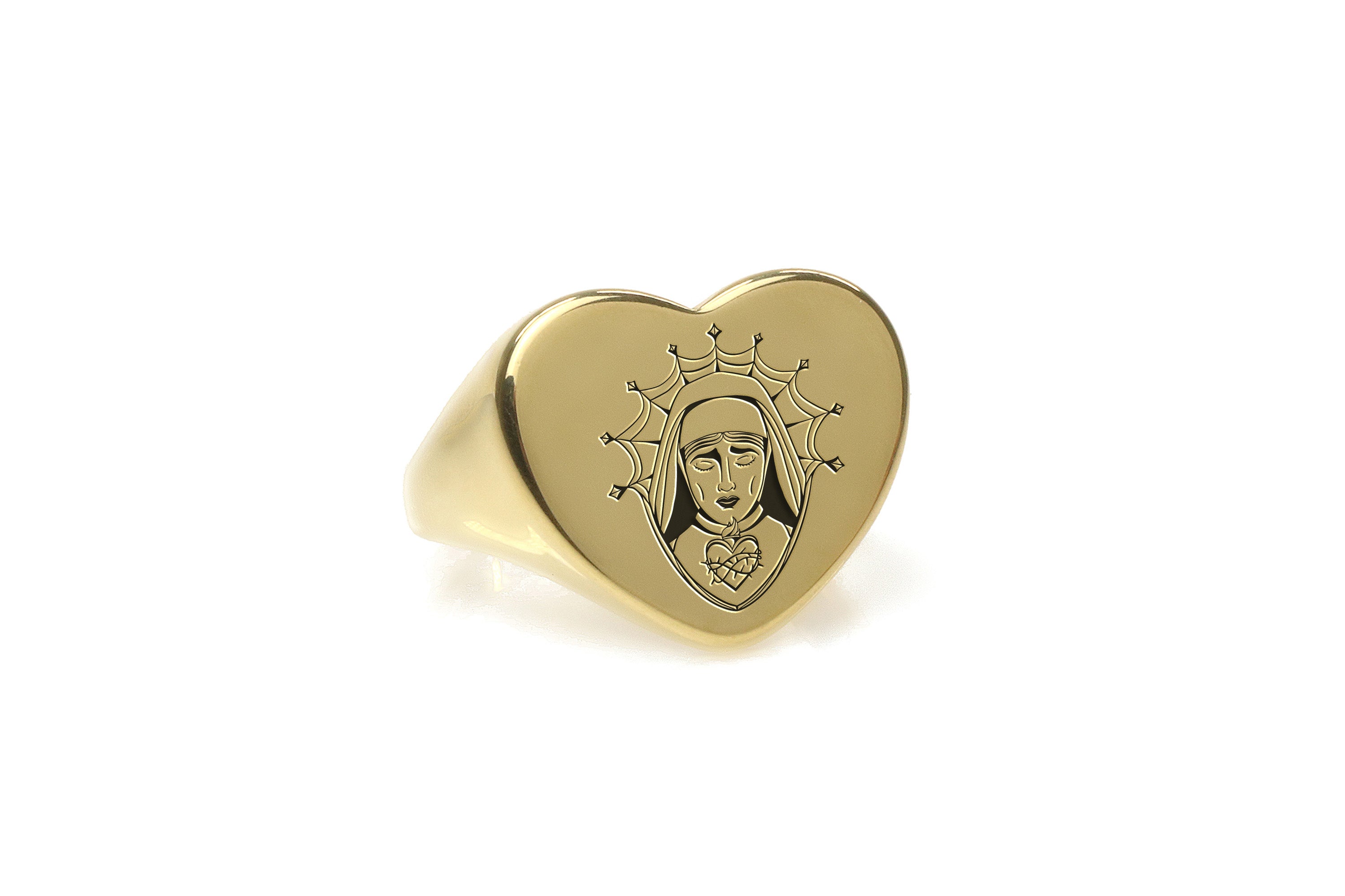 Chicano Virgin Mary Gold Ring
