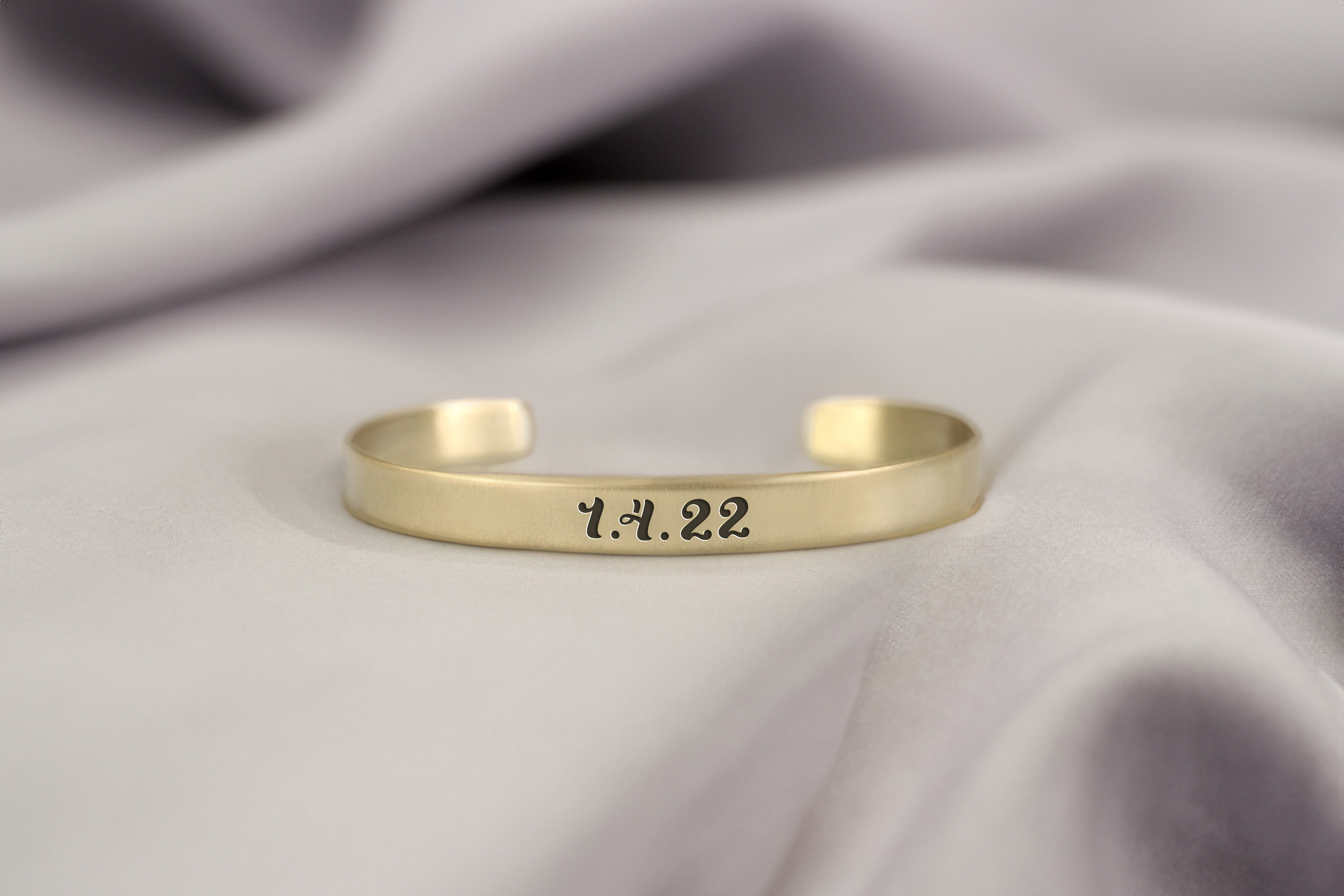 Engraved Custom Date Vintage Open Cuff Bracelet