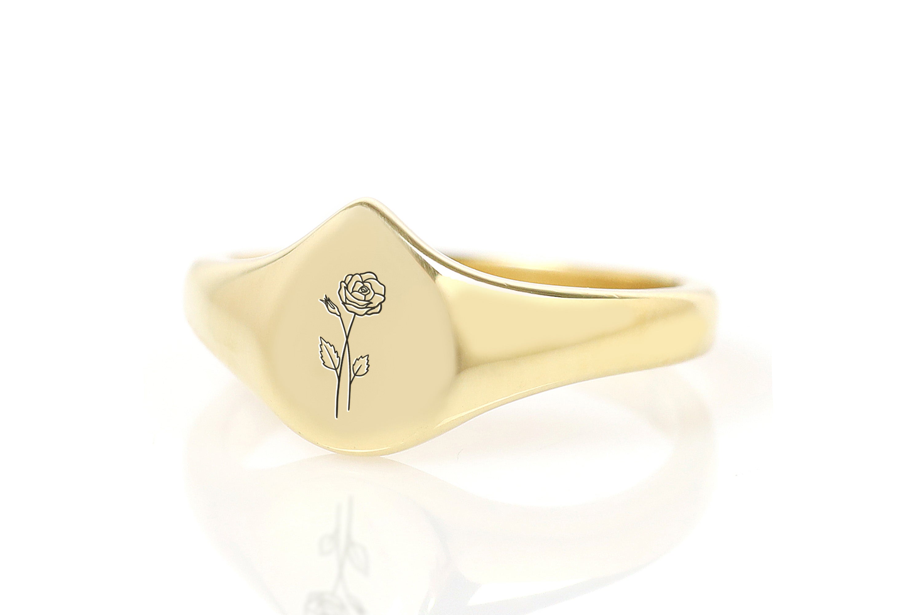 Engraved Rose Gold Signet Ring