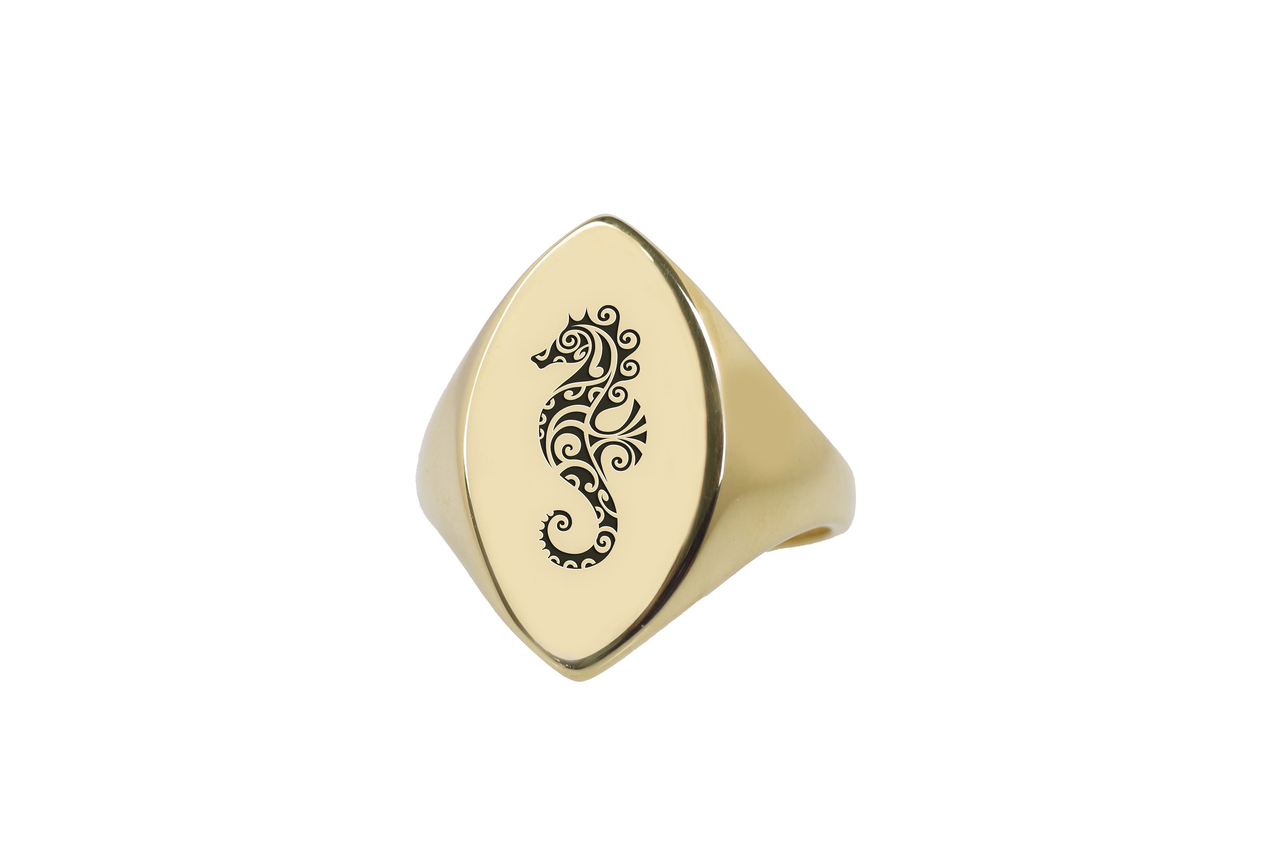 Polynesian Sea Horse Signet Ring