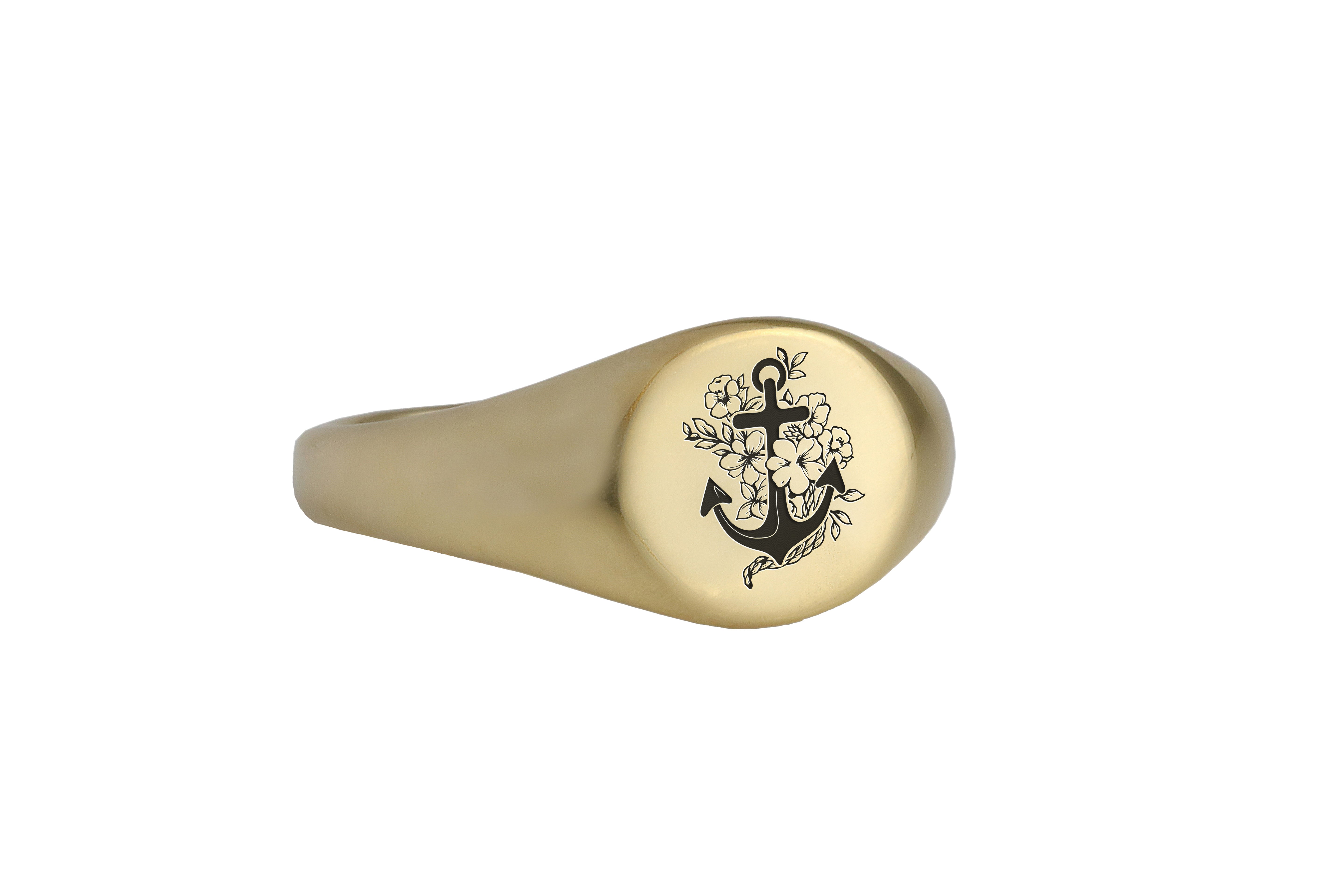 14k Gold Anchor Signet Ring